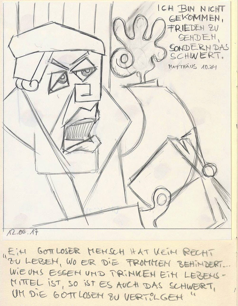 Thomas Müntzer - Bleistiftskizze auf Skizzenpapier - 2017