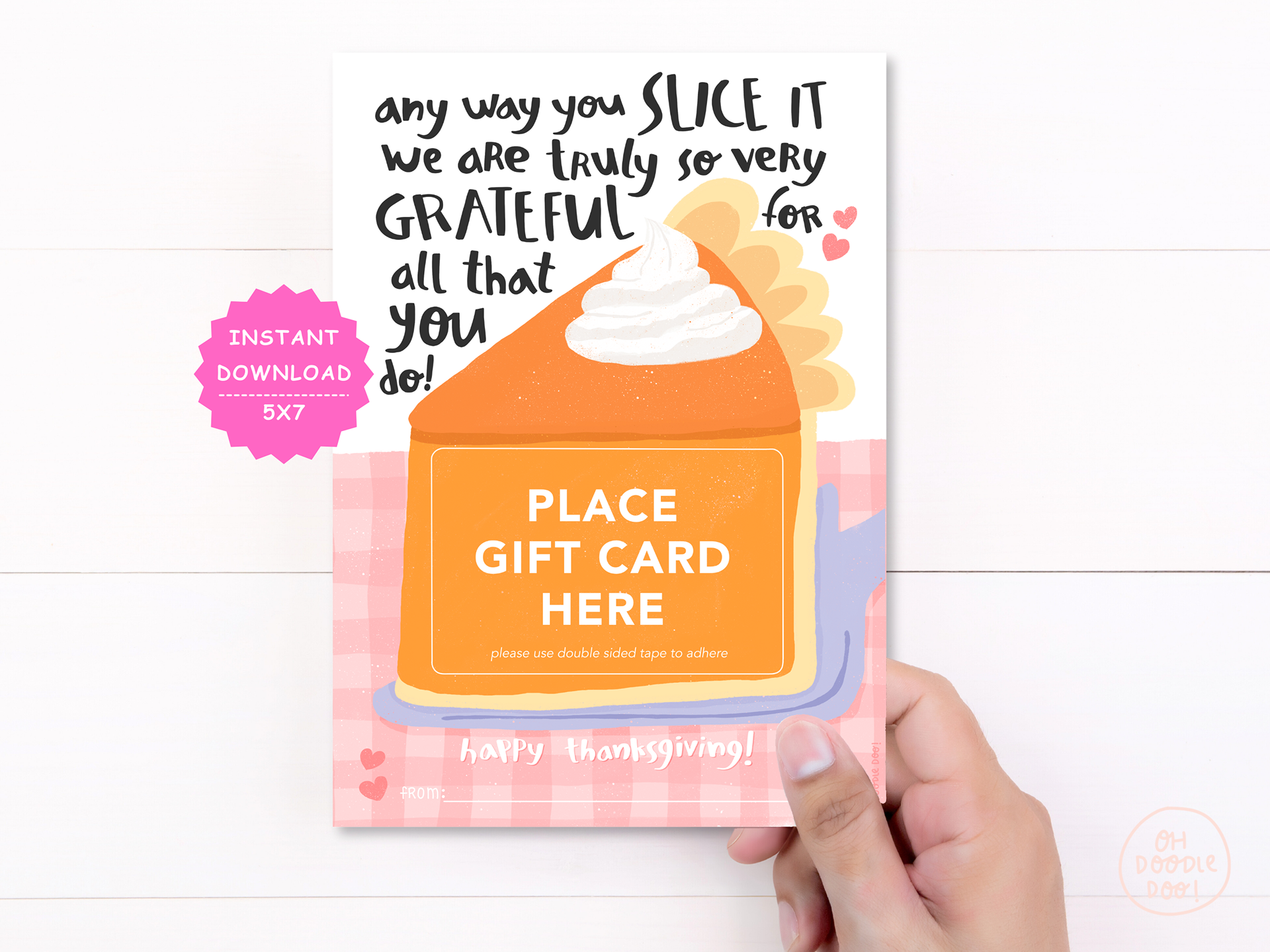 Pumpkin Pie Gift Card Holder Printable, Teacher gift, Employee, Nurse Appreciation Gift, Autumn Gift, Printable, Thanksgiving gift