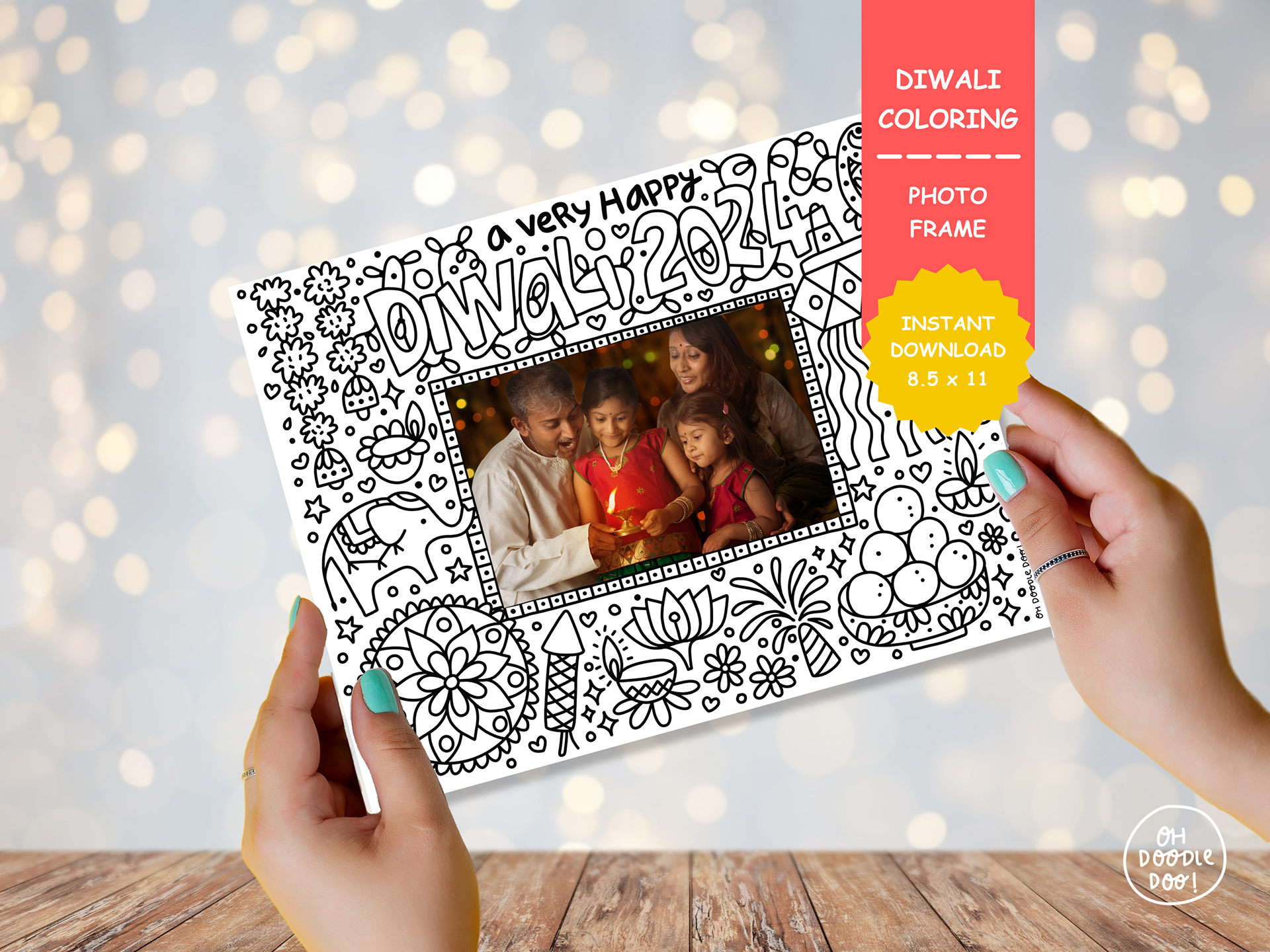 Printable Diwali  kids coloring sheet, Diwali kids activity, Diwali party activity, Memorable keepsake, Diwali gift, Instant Download