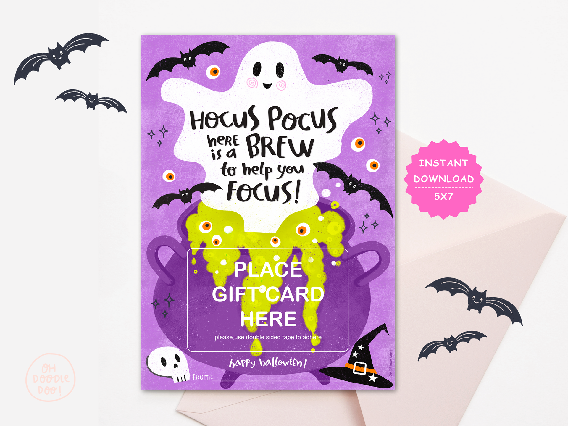 Fun Halloween Treat Gift Card Template I Halloween Teacher, Employee Appreciation Gift Card, Printable, Hocus Pocus