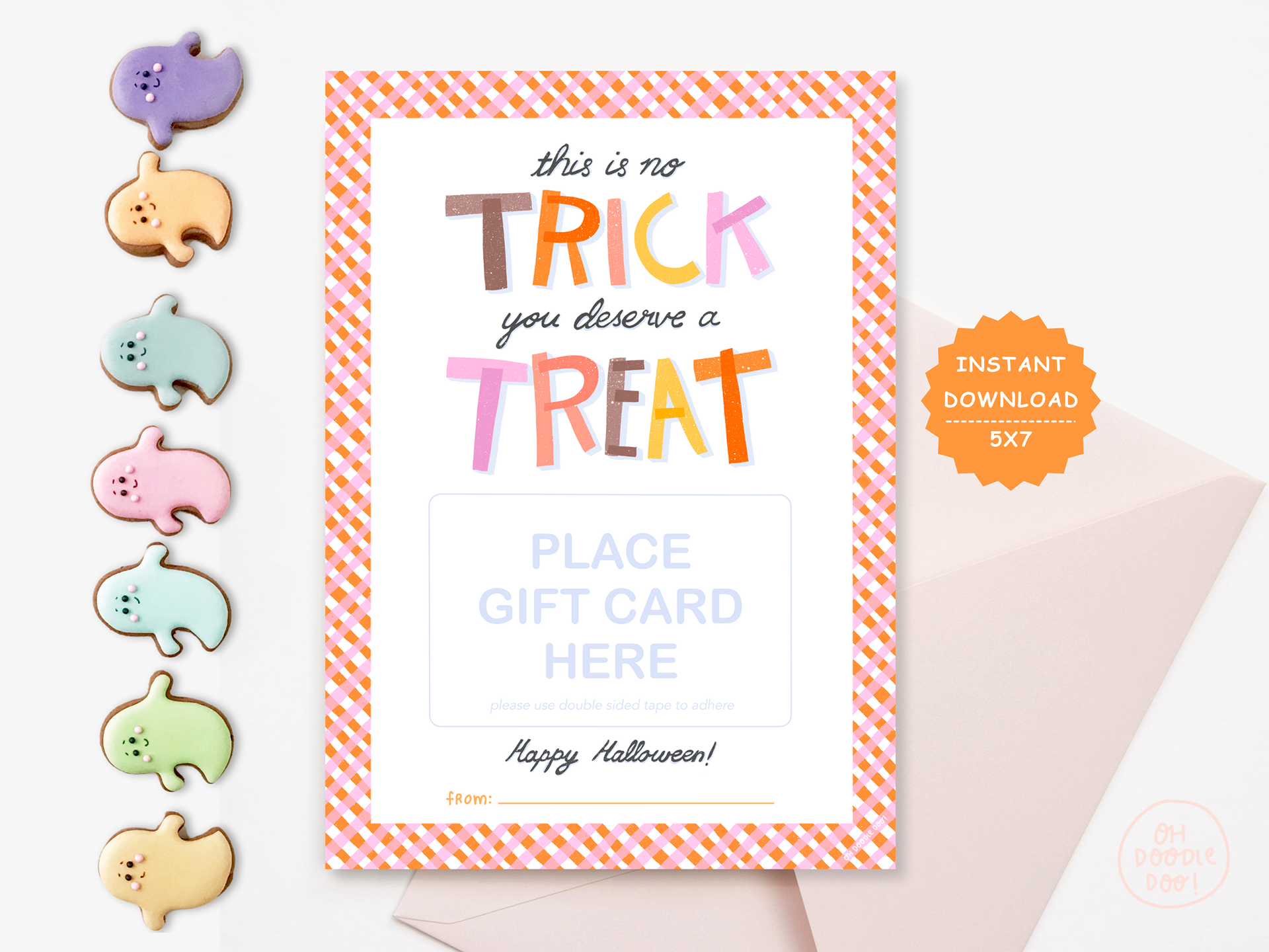 Halloween Gift Card Template, Thank you Teacher, Employee, Staff, Nurse, Appreciation Printable, No Trick just Treat