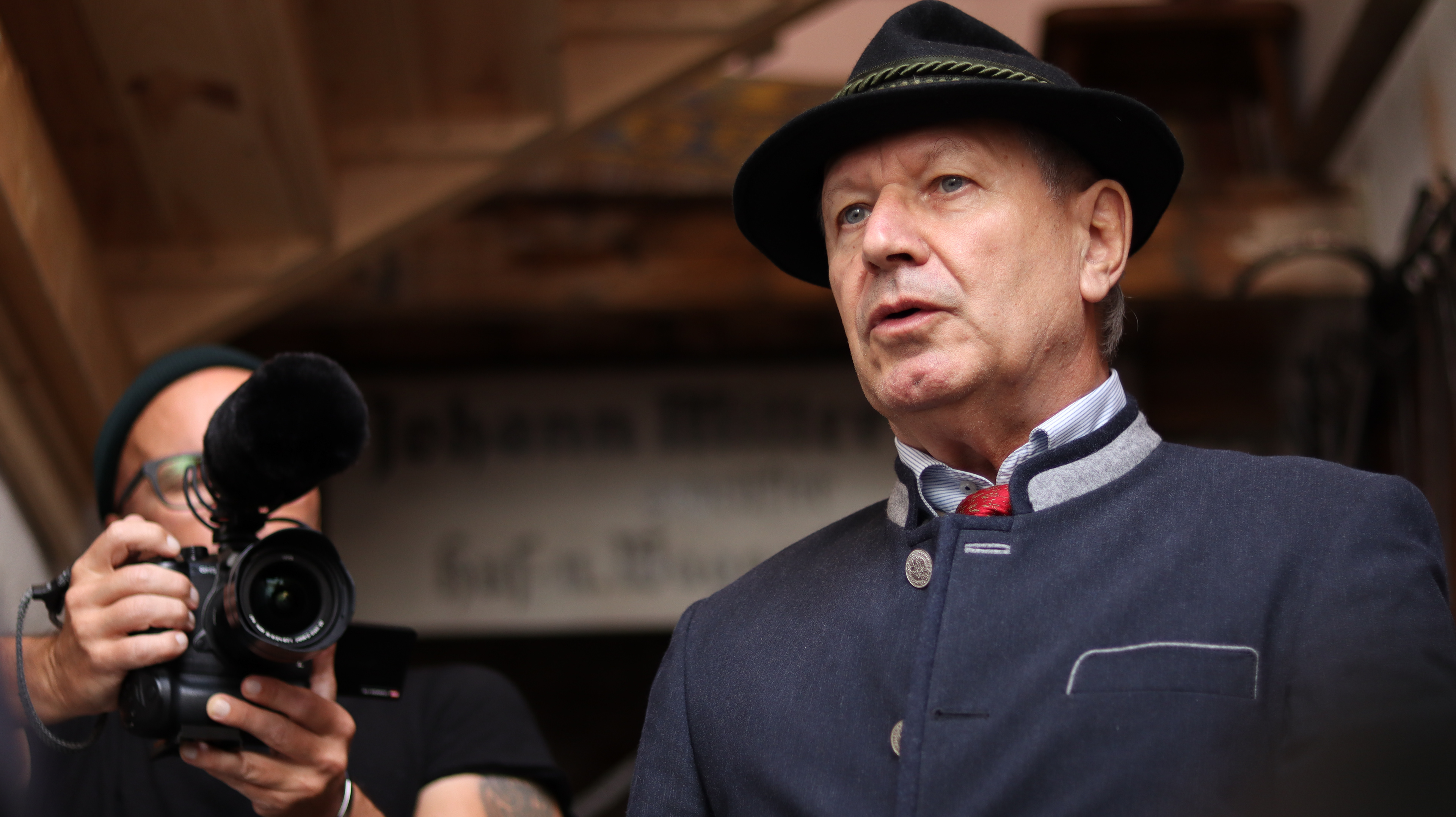Ali Andress shooting a video at Gemeindehaus Gallneukirchen
