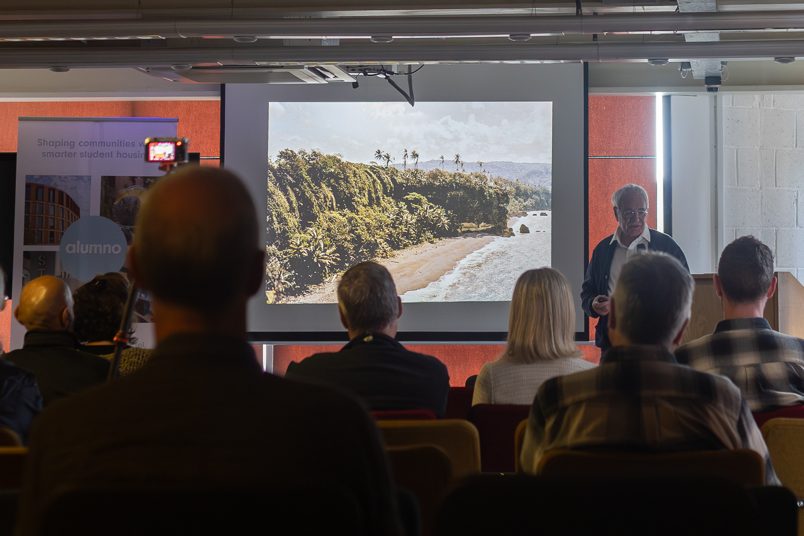 Paul Berriff presenting his work from photographing The Beatles to filming 9/11 (Photo North Festival)