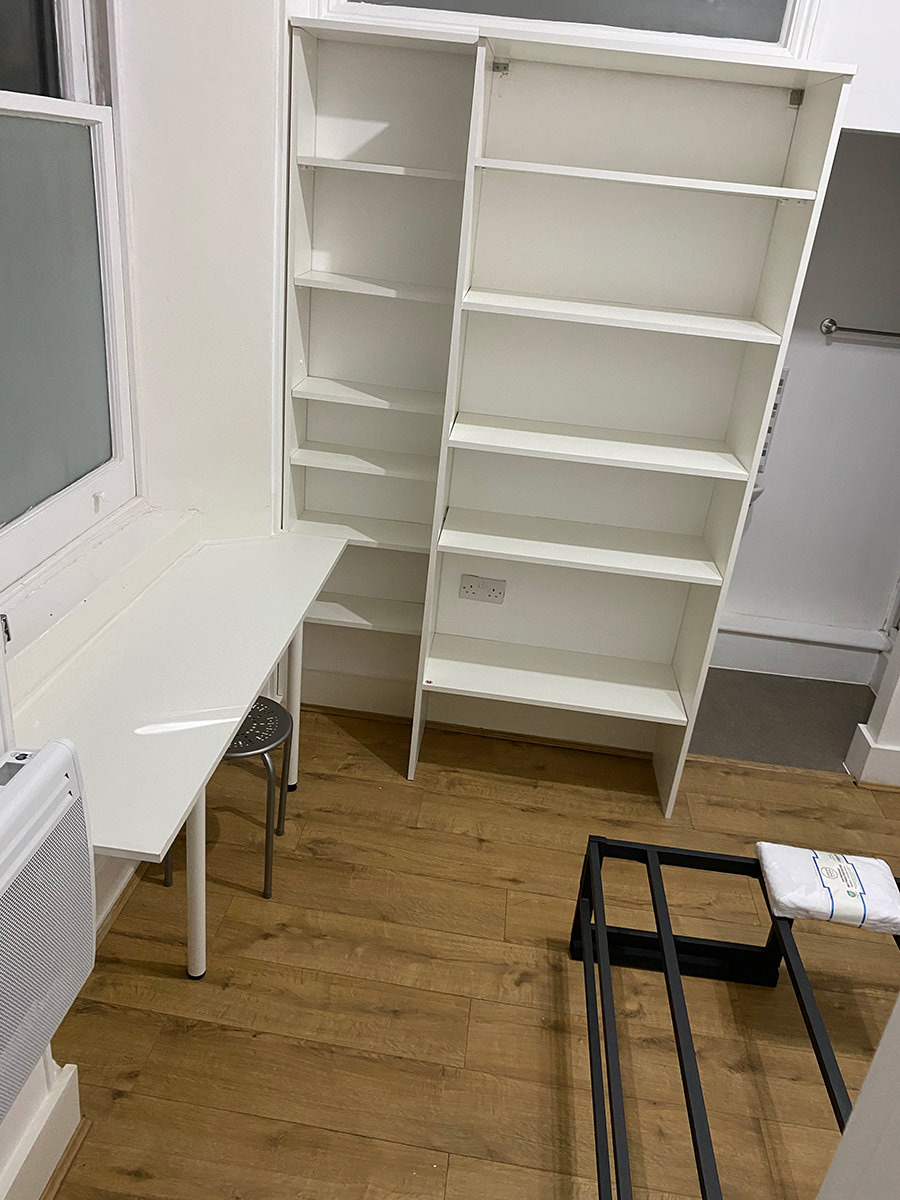 Bedroom: dressing table, make-up mirror, ample shelving