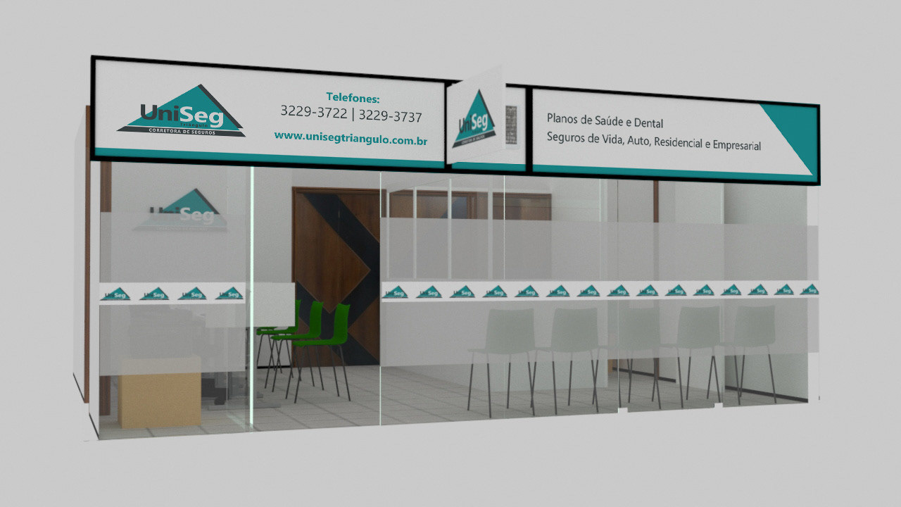 Fachada do projeto da sala da UniSeg Triângulo - Corretora de Seguros [freela]