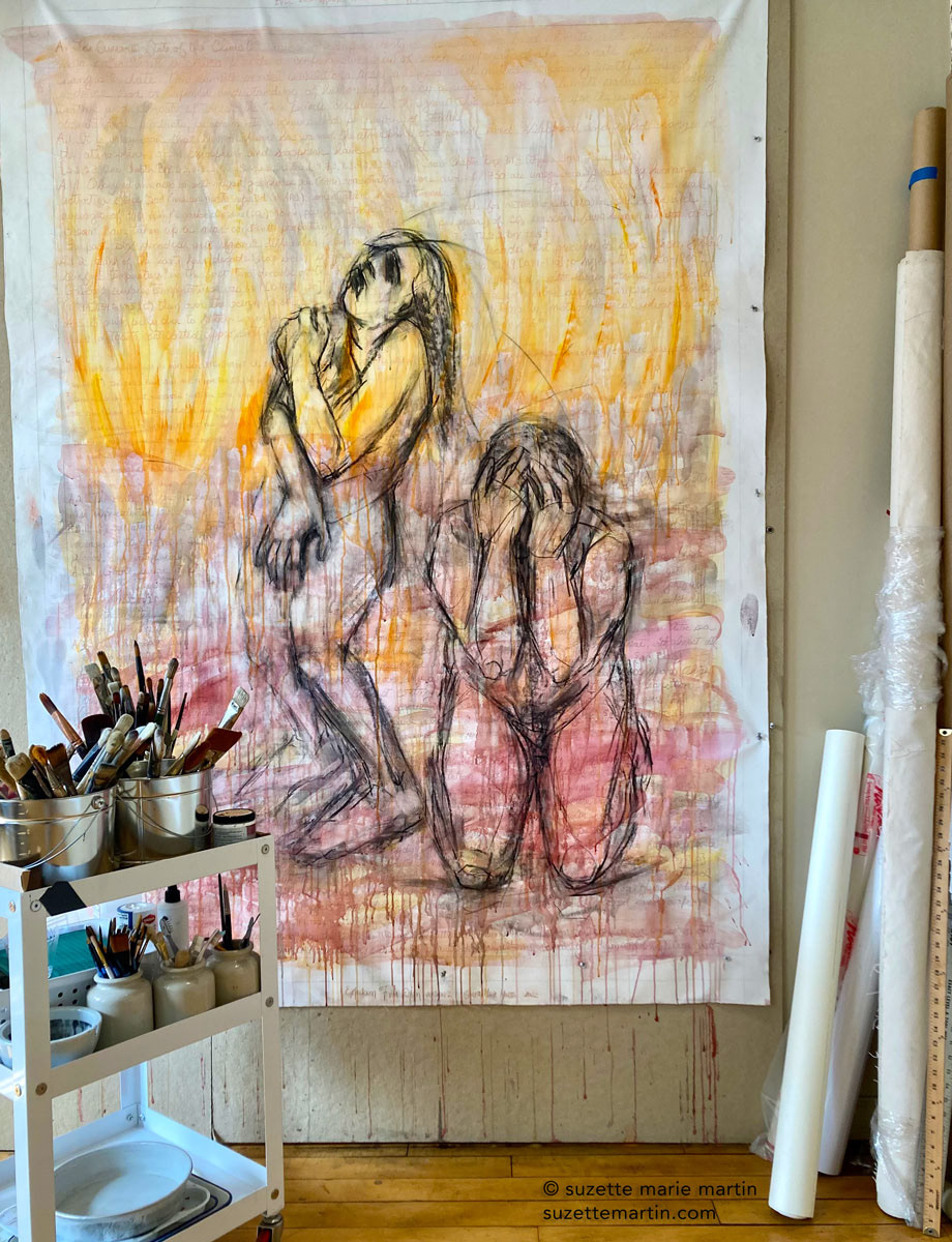 Studio view, work in progress, Expulsion from Eden, V. 2