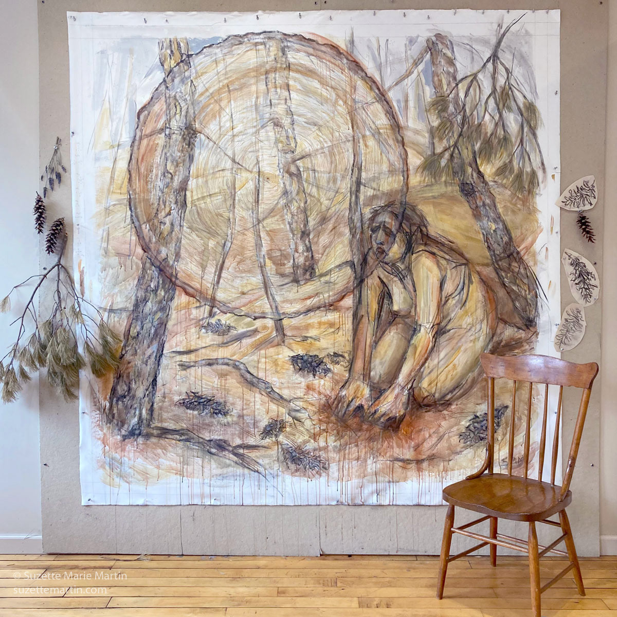 Dryad of the King's Pines, 84" H x 84" W. Studio view, 2021