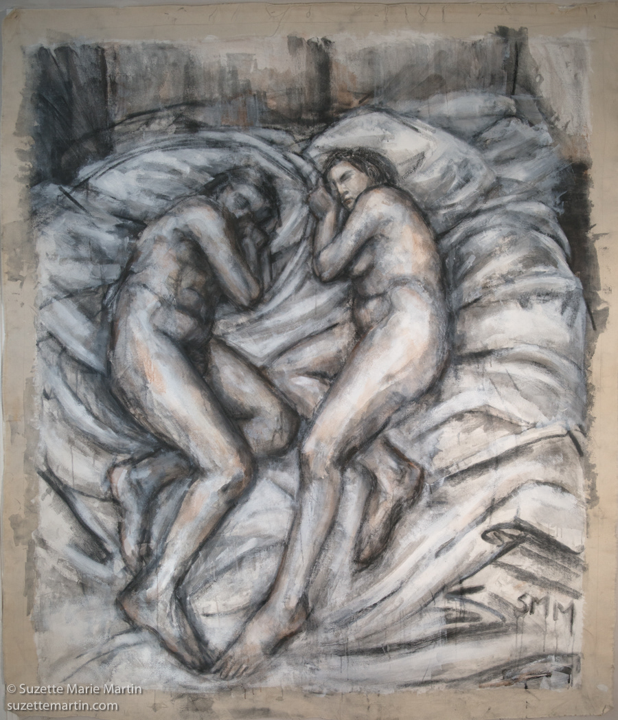 Double Bed Series: Sleeping Couple, Feet Touching