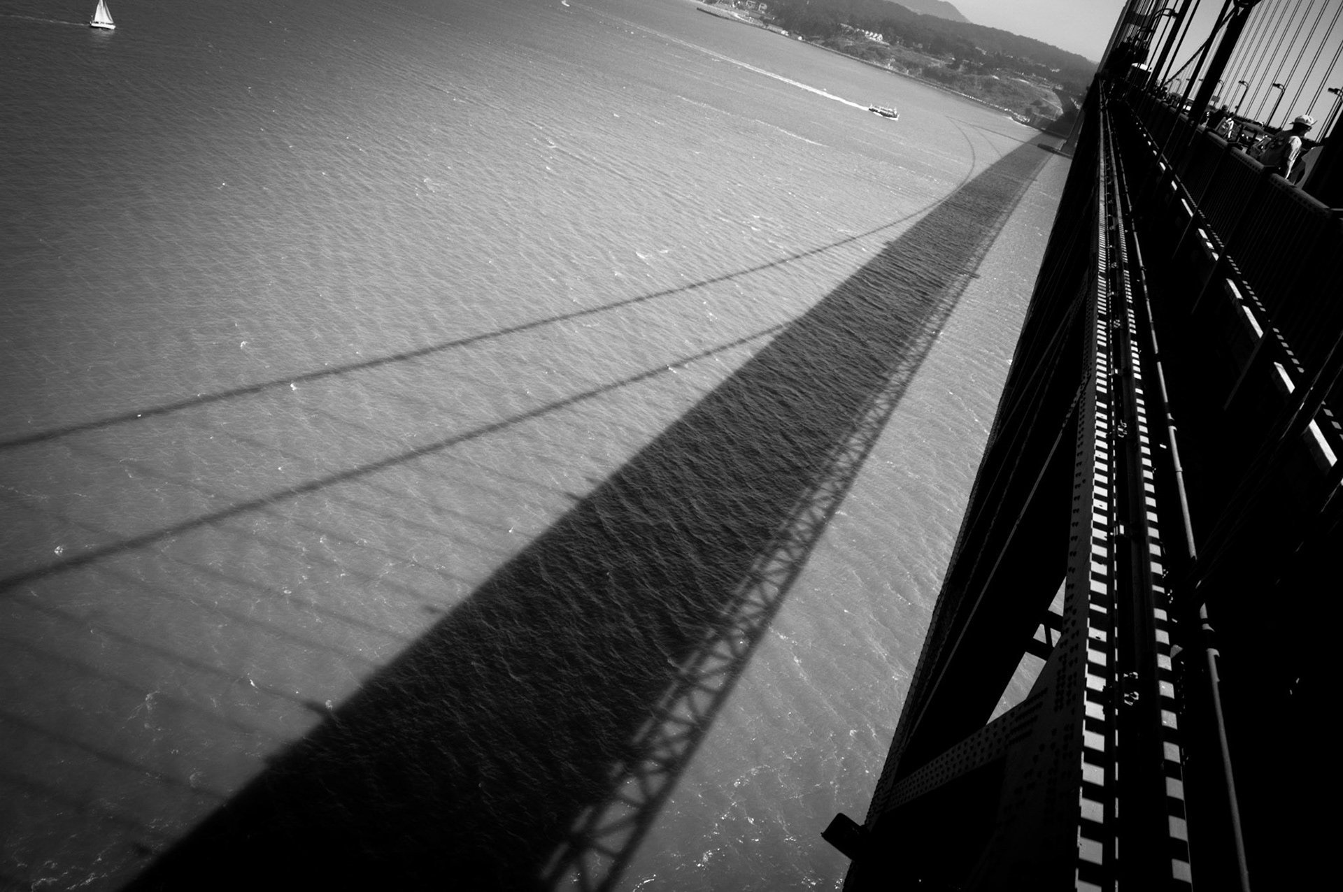 Photo of the shadow cast by the Golden Gate Bridge in San Francisco