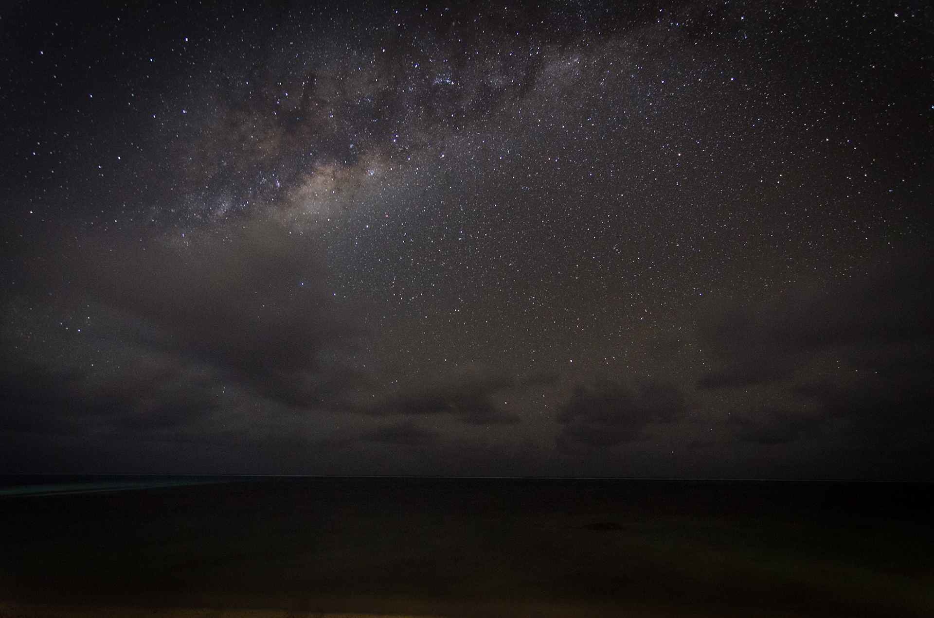 Long exposure shot of the stars above Muri Beach, Rarotonga