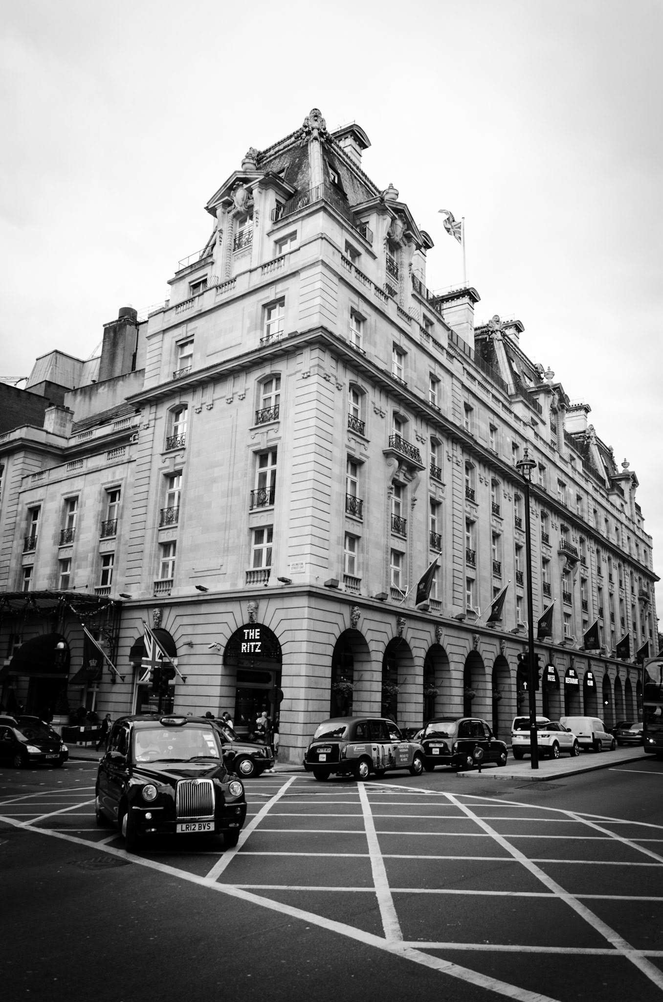 A black London cab outside the Ritz 
