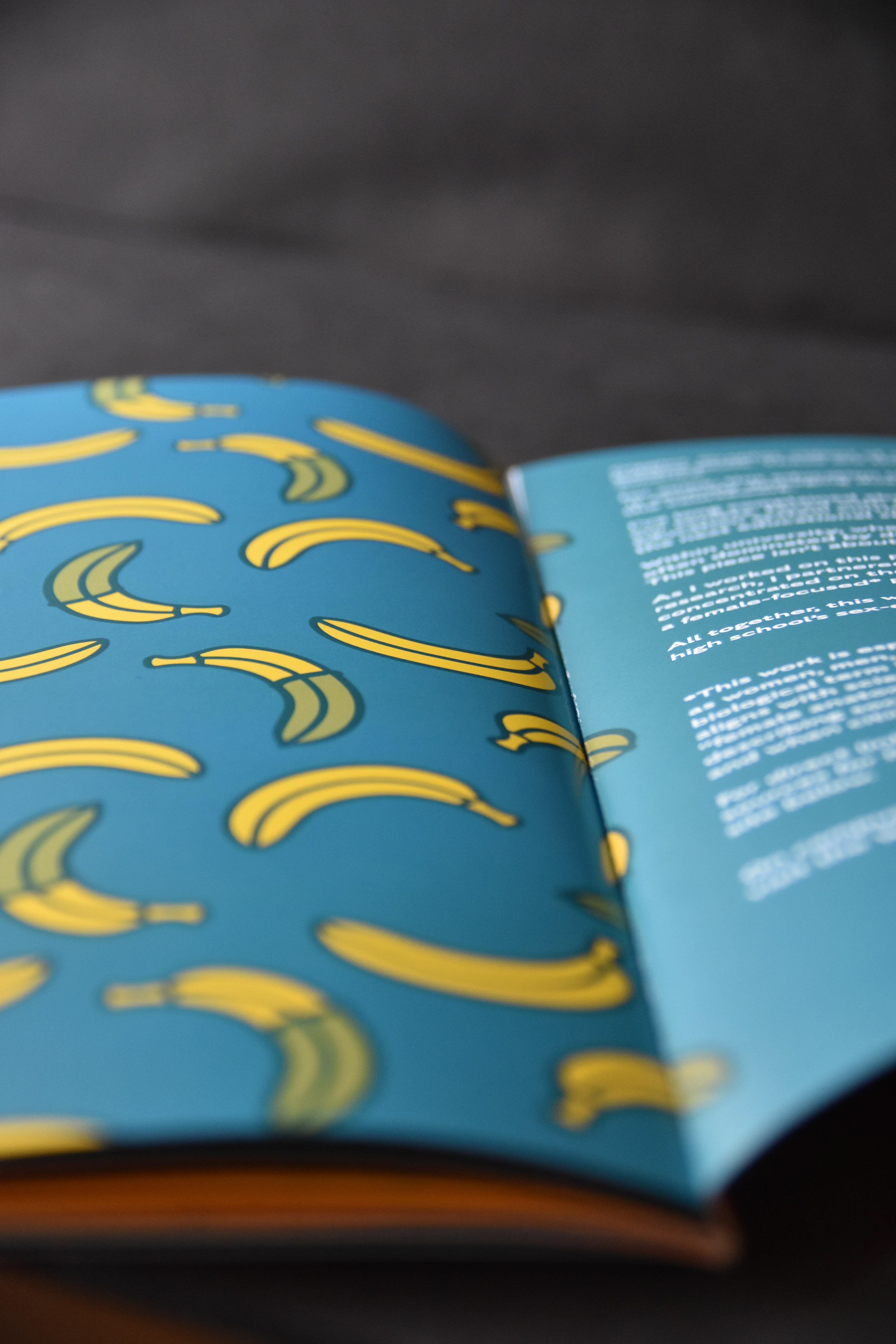 Detail shot of the banana-condom print.