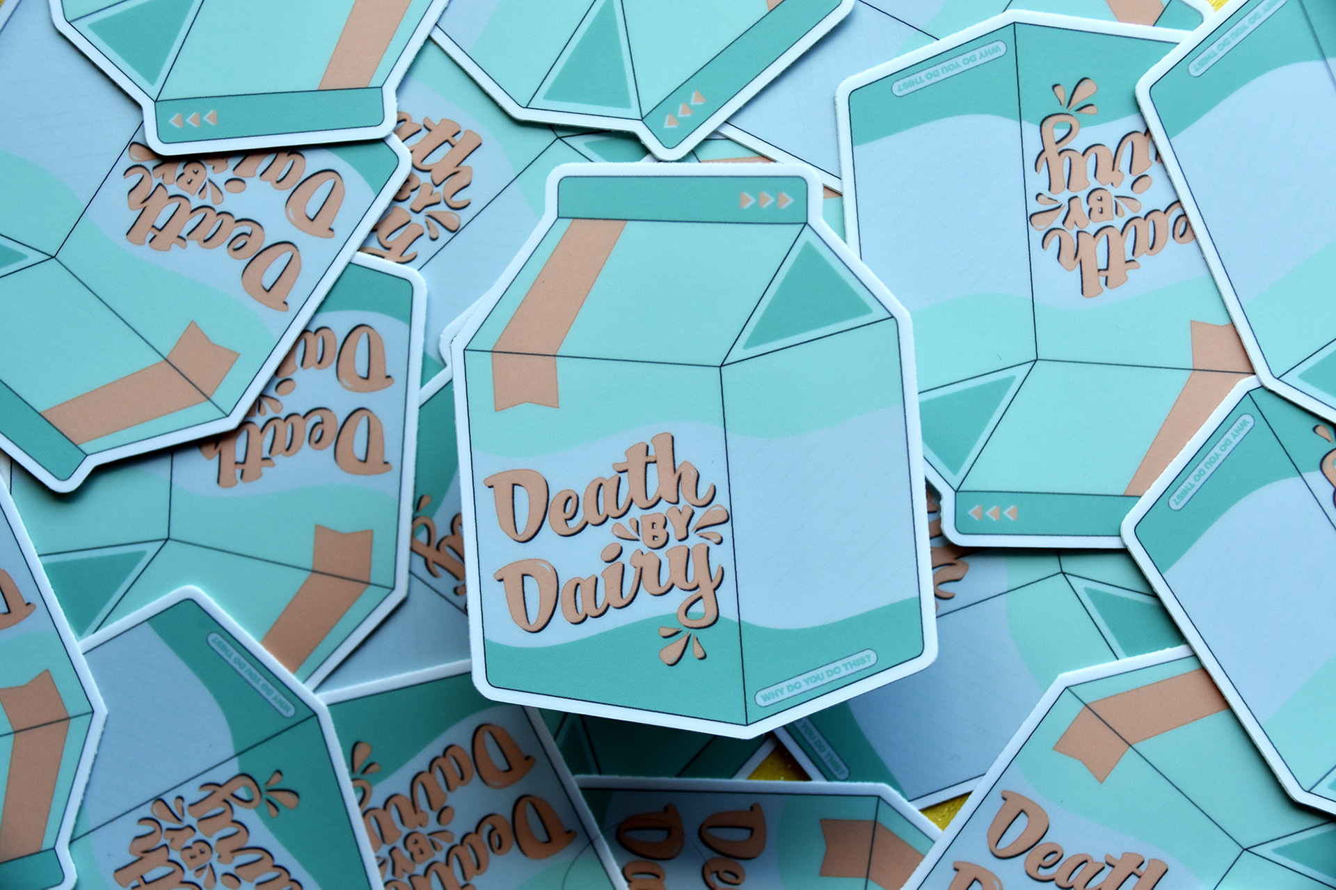 Pastel colors mix up the main design in vinyl sticker form.