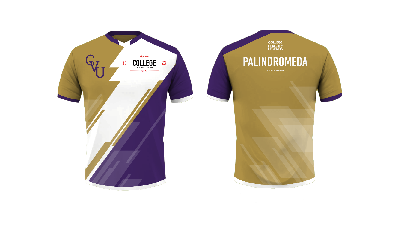Custom Jersey for College Championship Finals in CLoL. Jersey colors are custom printed for the schools that make it into the finals