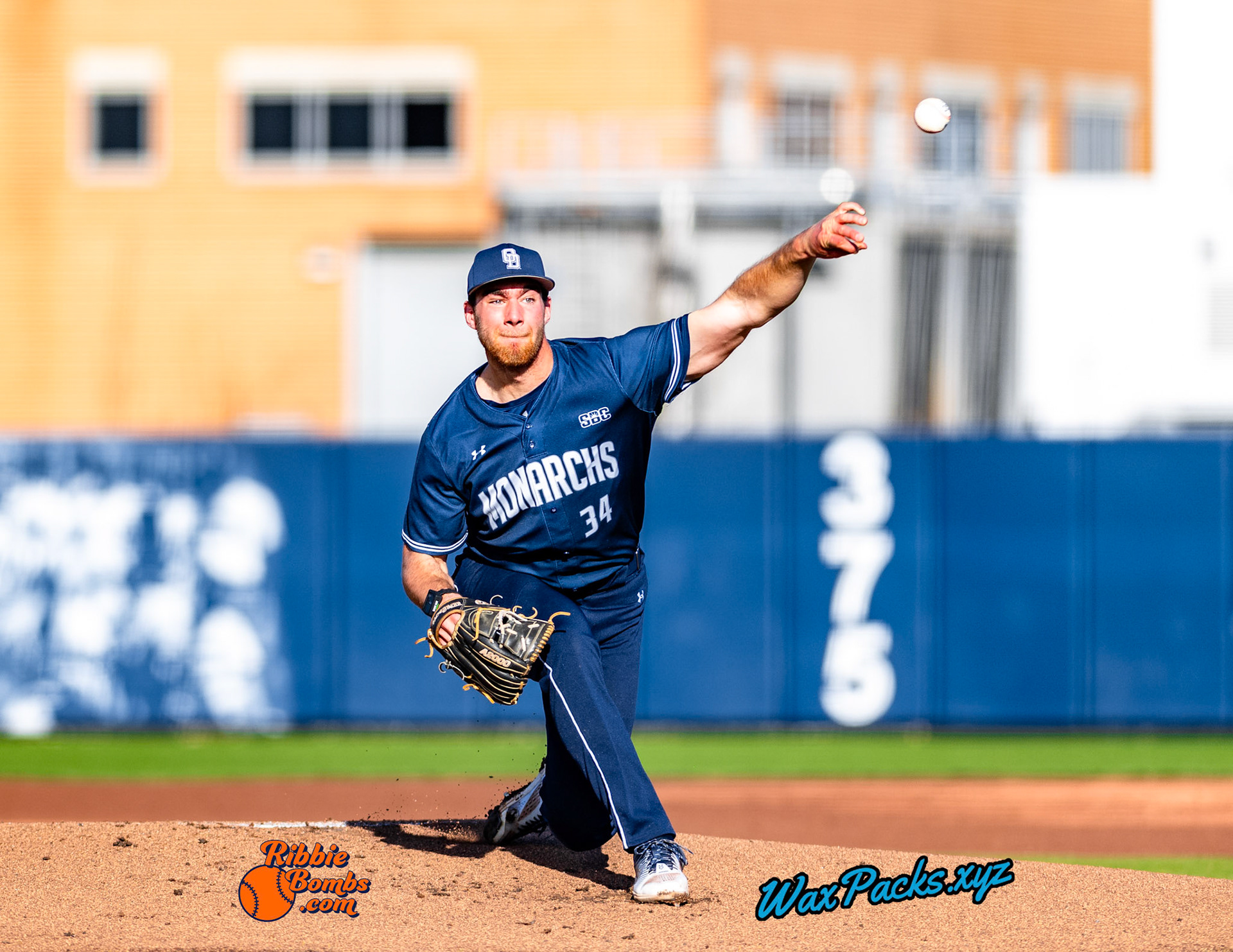 Pitcher Dylan Brown (34) of Old Dominion starts on the mound in the first inning in the second game of a 3-game weekend series. The Monarchs defeated the 49ers, 4-1, at Bud Metheny Baseball Stadium on the campus of Old Dominion University in Norfolk, VA, on Saturday, March 2, 2024.  (Photo Credit Chad W. via www.WaxPax.xyz via Getty Images, Copyright © WaxPacks.xyz WaxPacks.xyz™ 2024)