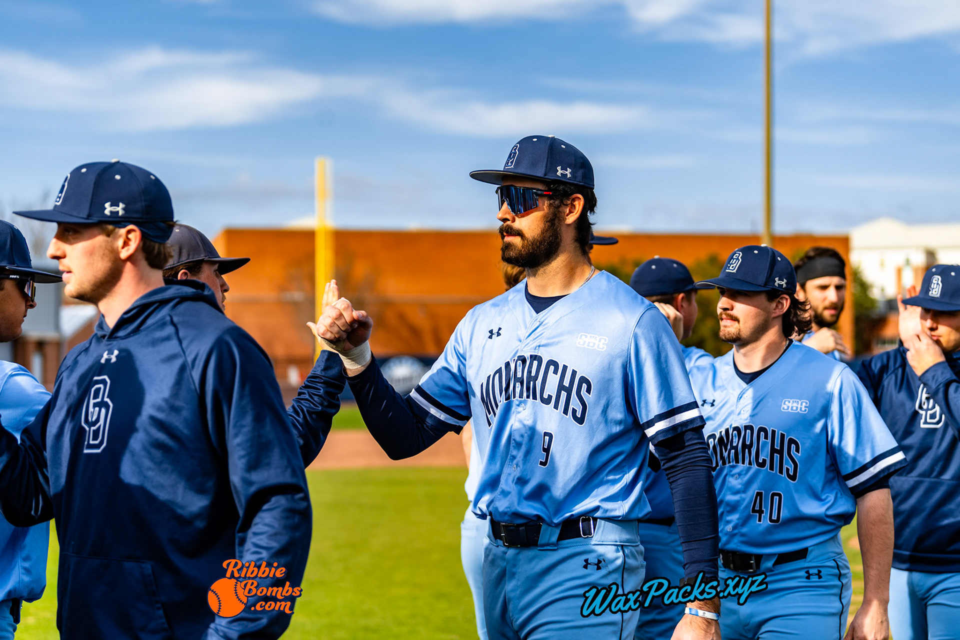 Old Dominion Team celebration after an ODU WIN in the third game of a three-game weekend series. The Monarchs defeated the 49ers, 3-0, at Bud Metheny Baseball Stadium on the campus of Old Dominion University in Norfolk, VA, on Sunday, March 3, 2024.(Photo Credit Chad W. via www.WaxPax.xyz via Getty Images, Copyright © WaxPacks.xyz WaxPacks.xyz™ 2024)