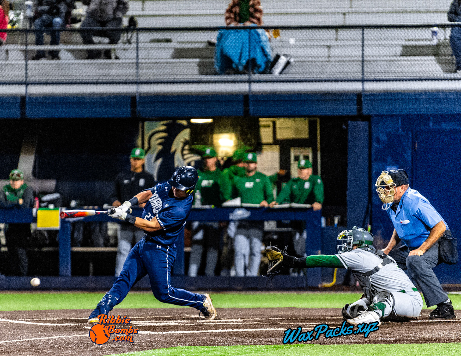 Catcher Evan Holman (23) of Old Dominion grounds out to the pitcher in the second game of a three-game weekend series. The Monarchs defeated the 49ers, 4-1, at Bud Metheny Baseball Stadium on the campus of Old Dominion University in Norfolk, VA, on Saturday, March 2, 2024.  (Photo Credit Chad W. via www.WaxPax.xyz via Getty Images, Copyright © WaxPacks.xyz WaxPacks.xyz™ 2024)