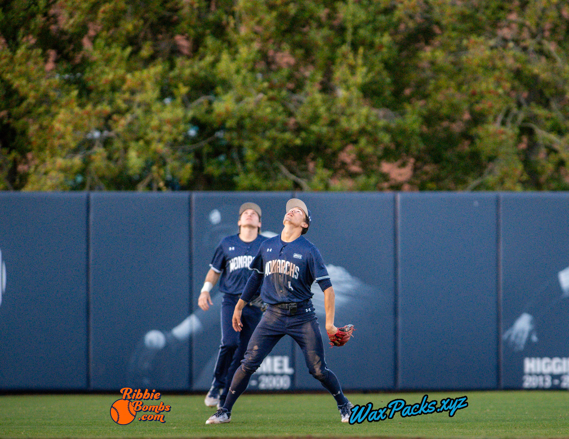 Shortstop Kyle Edwards (4) of Old Dominion catches a fly ball for the first out in the sixth inning of the second game of a three-game weekend series. The Monarchs defeated the 49ers, 4-1, at Bud Metheny Baseball Stadium on the campus of Old Dominion University in Norfolk, VA, on Saturday, March 2, 2024.  (Photo Credit Chad W. via www.WaxPax.xyz via Getty Images, Copyright © WaxPacks.xyz WaxPacks.xyz™ 2024)