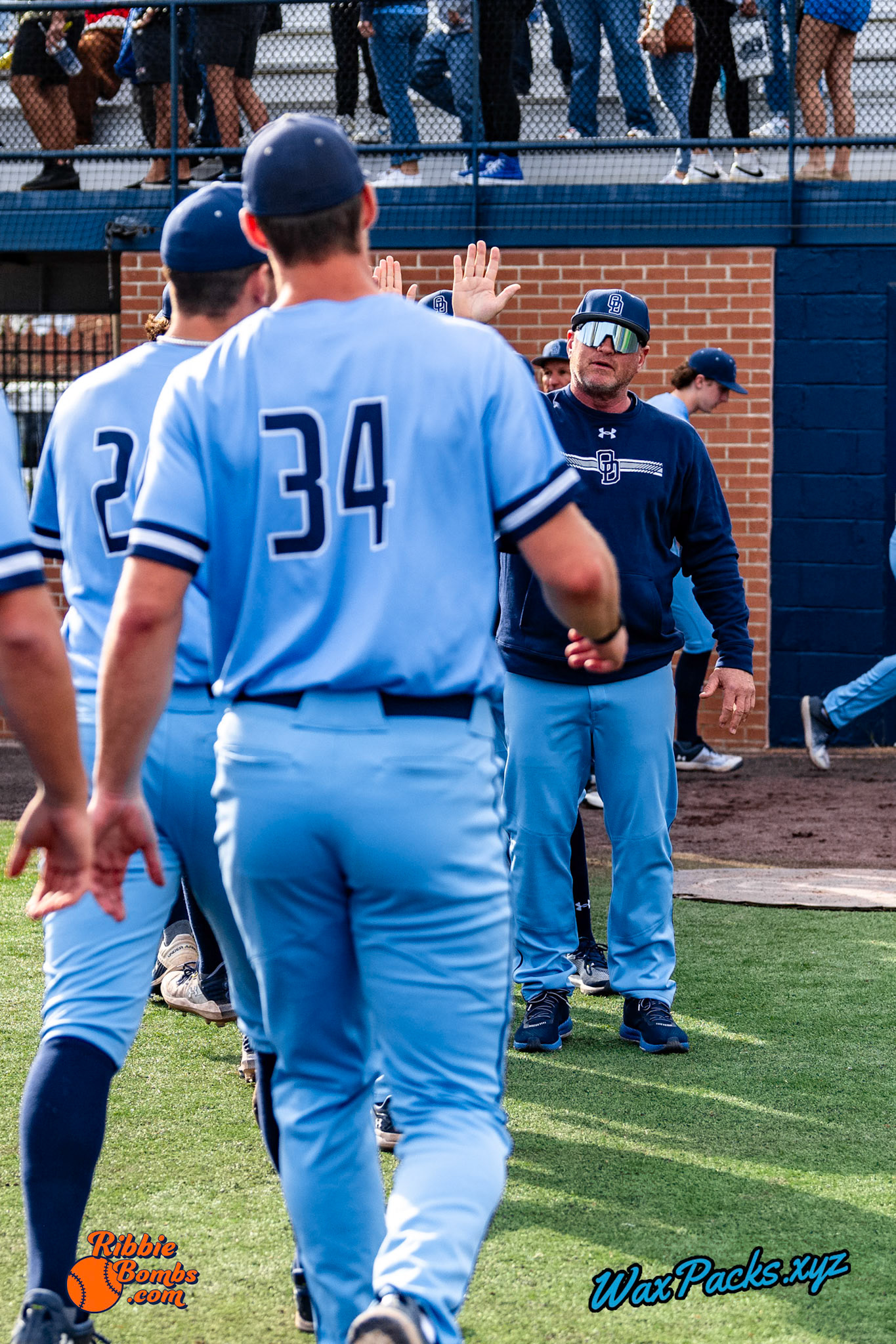 Old Dominion Team celebration after an ODU WIN in the third game of a three-game weekend series. The Monarchs defeated the 49ers, 3-0, at Bud Metheny Baseball Stadium on the campus of Old Dominion University in Norfolk, VA, on Sunday, March 3, 2024.(Photo Credit Chad W. via www.WaxPax.xyz via Getty Images, Copyright © WaxPacks.xyz WaxPacks.xyz™ 2024)