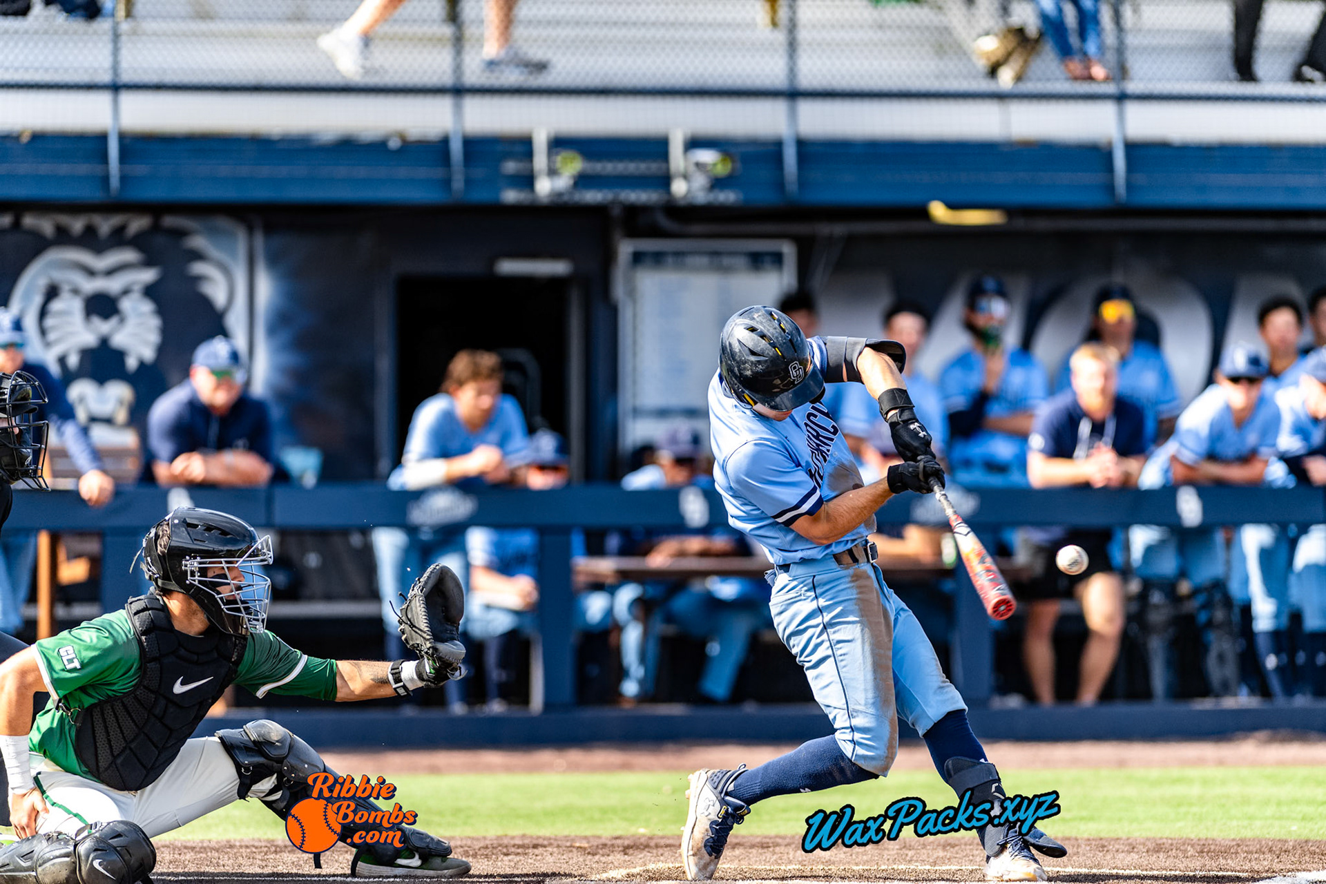 Outfielder Luke Waters (2) of Old Dominion doubled to left field in the bottom of the third inning in the third game of a 3-game weekend series. The Monarchs defeated the 49ers, 3-0, at Bud Metheny Baseball Stadium on the campus of Old Dominion University in Norfolk, VA, on Sunday, March 3, 2024.(Photo Credit Chad W. via www.WaxPax.xyz via Getty Images, Copyright © WaxPacks.xyz WaxPacks.xyz™ 2024)