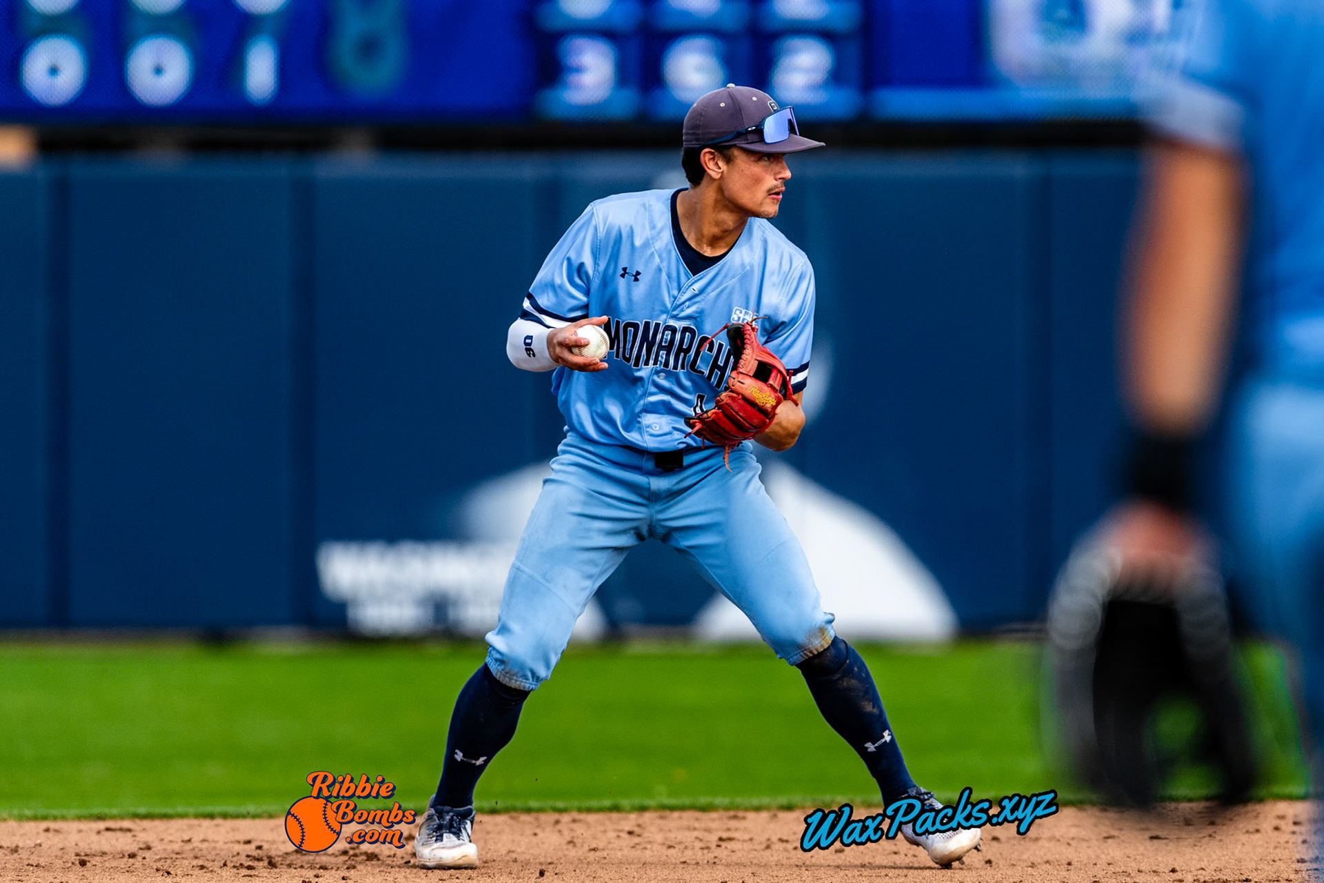Shortstop Kyle Edwards (4) of Old Dominion fields a ground ball in the top of the 8th inning in the third game of a 3-game weekend series. The Monarchs defeated the 49ers, 3-0, at Bud Metheny Baseball Stadium on the campus of Old Dominion University in Norfolk, VA, on Sunday, March 3, 2024.(Photo Credit Chad W. via www.WaxPax.xyz via Getty Images, Copyright © WaxPacks.xyz WaxPacks.xyz™ 2024)