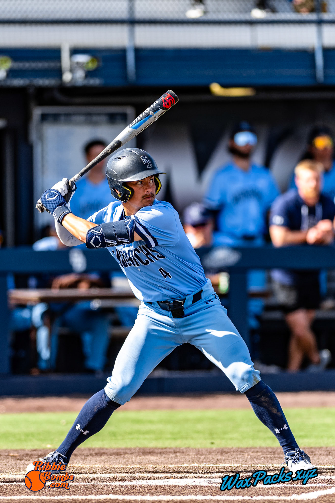 Shortstop Kyle Edwards (4) of Old Dominion comes to bat in the bottom of the third inning in the third game of a 3-game weekend series. The Monarchs defeated the 49ers, 3-0, at Bud Metheny Baseball Stadium on the campus of Old Dominion University in Norfolk, VA, on Sunday, March 3, 2024.(Photo Credit Chad W. via www.WaxPax.xyz via Getty Images, Copyright © WaxPacks.xyz WaxPacks.xyz™ 2024)