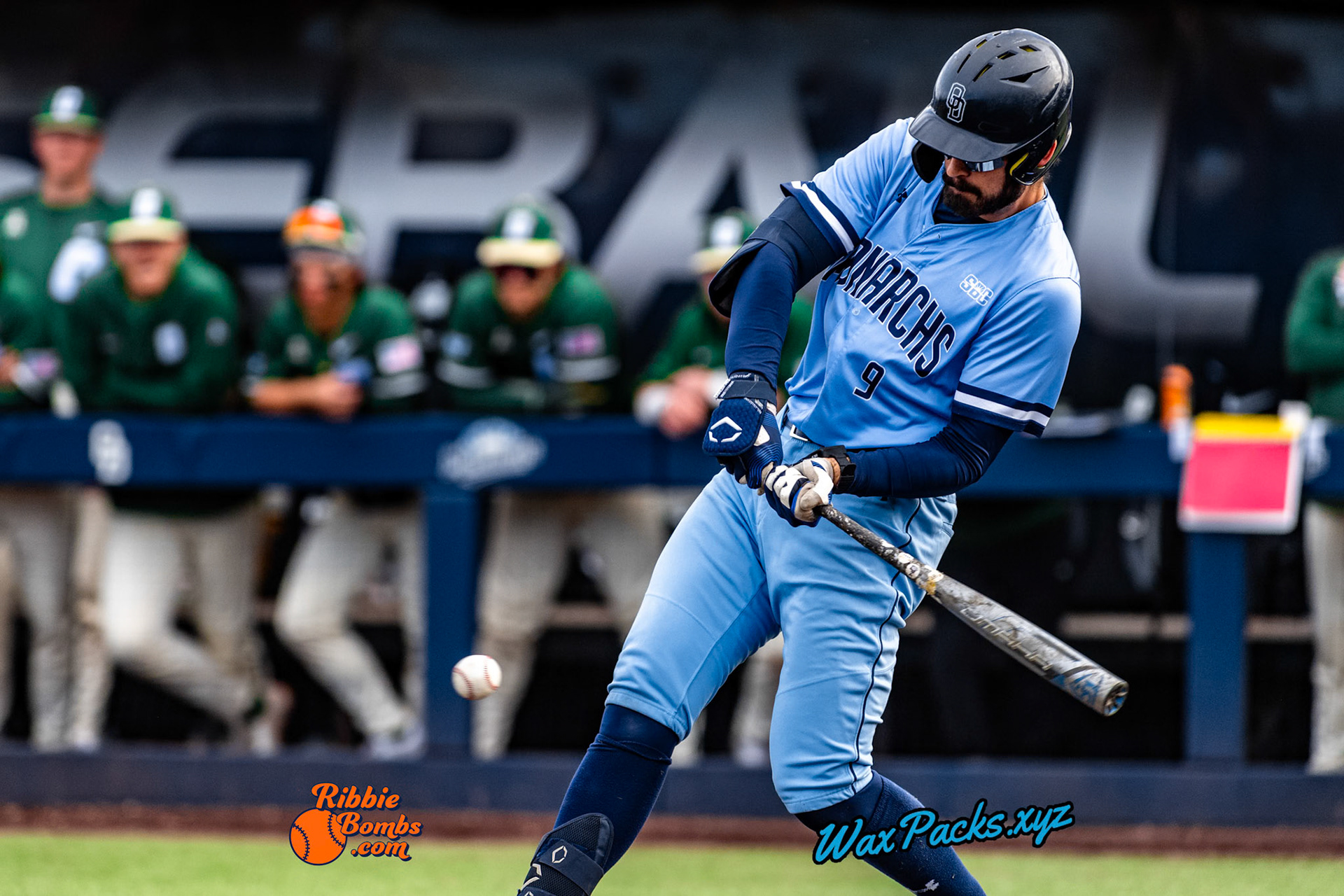 Designated hitter Jake Ticer (9) of Old Dominion comes to bat in the bottom of the 7th inning in the third game of a 3-game weekend series. The Monarchs defeated the 49ers, 3-0, at Bud Metheny Baseball Stadium on the campus of Old Dominion University in Norfolk, VA, on Sunday, March 3, 2024.(Photo Credit Chad W. via www.WaxPax.xyz via Getty Images, Copyright © WaxPacks.xyz WaxPacks.xyz™ 2024)