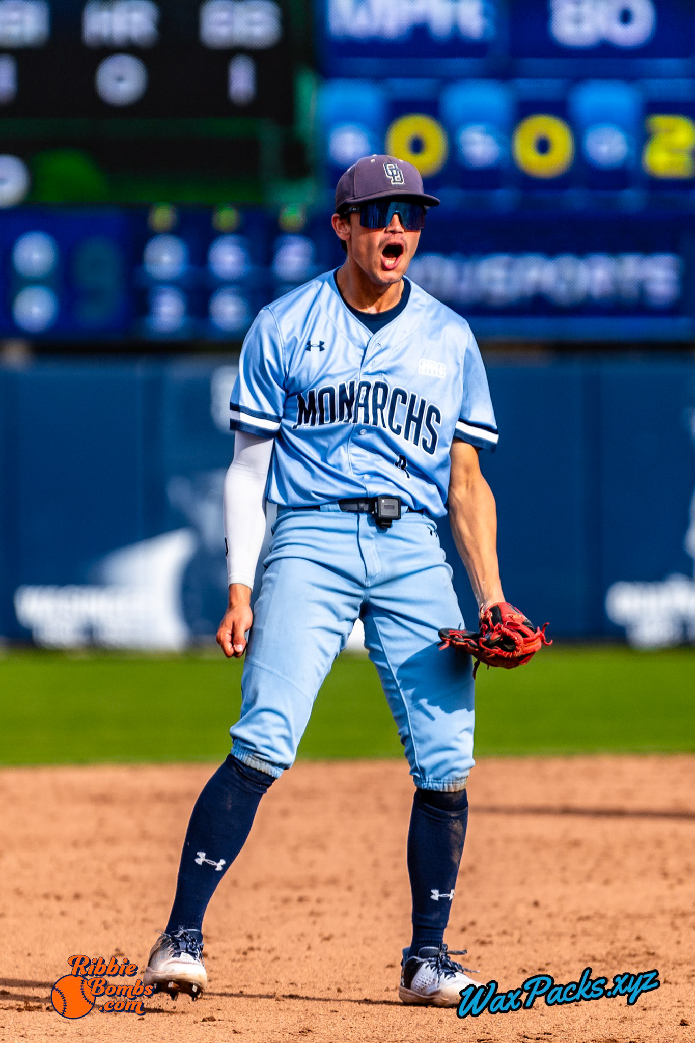 Shortstop Kyle Edwards (4) of Old Dominion walks off the field in celebration of an ODU WIN in the third game of a three-game weekend series. The Monarchs defeated the 49ers, 3-0, at Bud Metheny Baseball Stadium on the campus of Old Dominion University in Norfolk, VA, on Sunday, March 3, 2024.(Photo Credit Chad W. via www.WaxPax.xyz via Getty Images, Copyright © WaxPacks.xyz WaxPacks.xyz™ 2024)