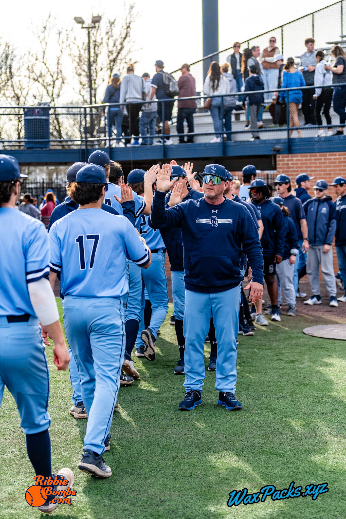 Old Dominion Team celebration after an ODU WIN in the third game of a three-game weekend series. The Monarchs defeated the 49ers, 3-0, at Bud Metheny Baseball Stadium on the campus of Old Dominion University in Norfolk, VA, on Sunday, March 3, 2024.(Photo Credit Chad W. via www.WaxPax.xyz via Getty Images, Copyright © WaxPacks.xyz WaxPacks.xyz™ 2024)