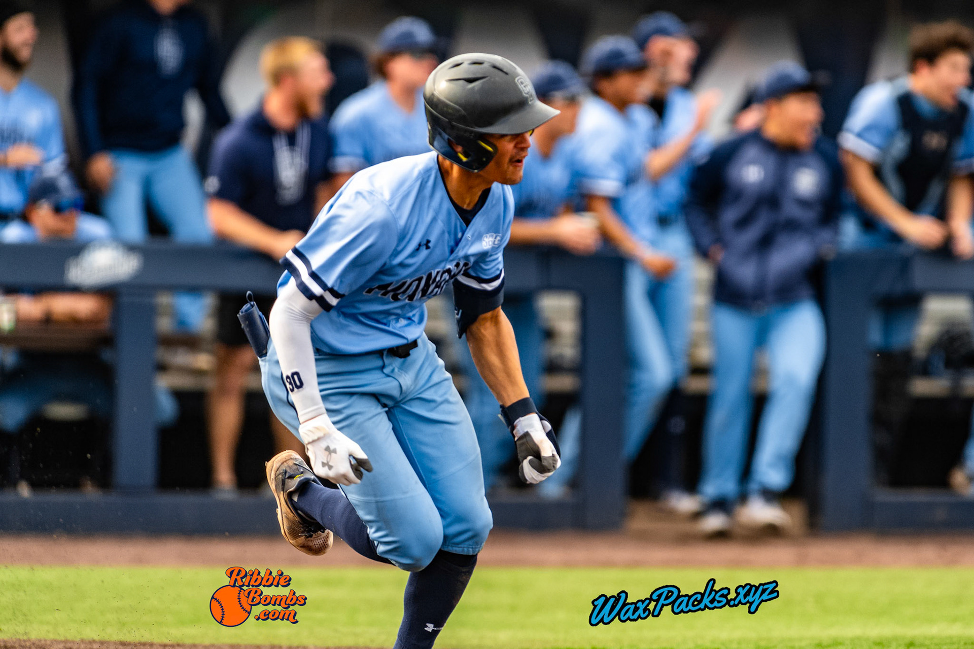 Shortstop Kyle Edwards (4) of Old Dominion doubled down the left field line, RBI (1-1 KB) RibbieBombs.com; in the bottom of the 7th inning in the third game of a 3-game weekend series. The Monarchs defeated the 49ers, 3-0, at Bud Metheny Baseball Stadium on the campus of Old Dominion University in Norfolk, VA, on Sunday, March 3, 2024.(Photo Credit Chad W. via www.WaxPax.xyz via Getty Images, Copyright © WaxPacks.xyz WaxPacks.xyz™ 2024)
