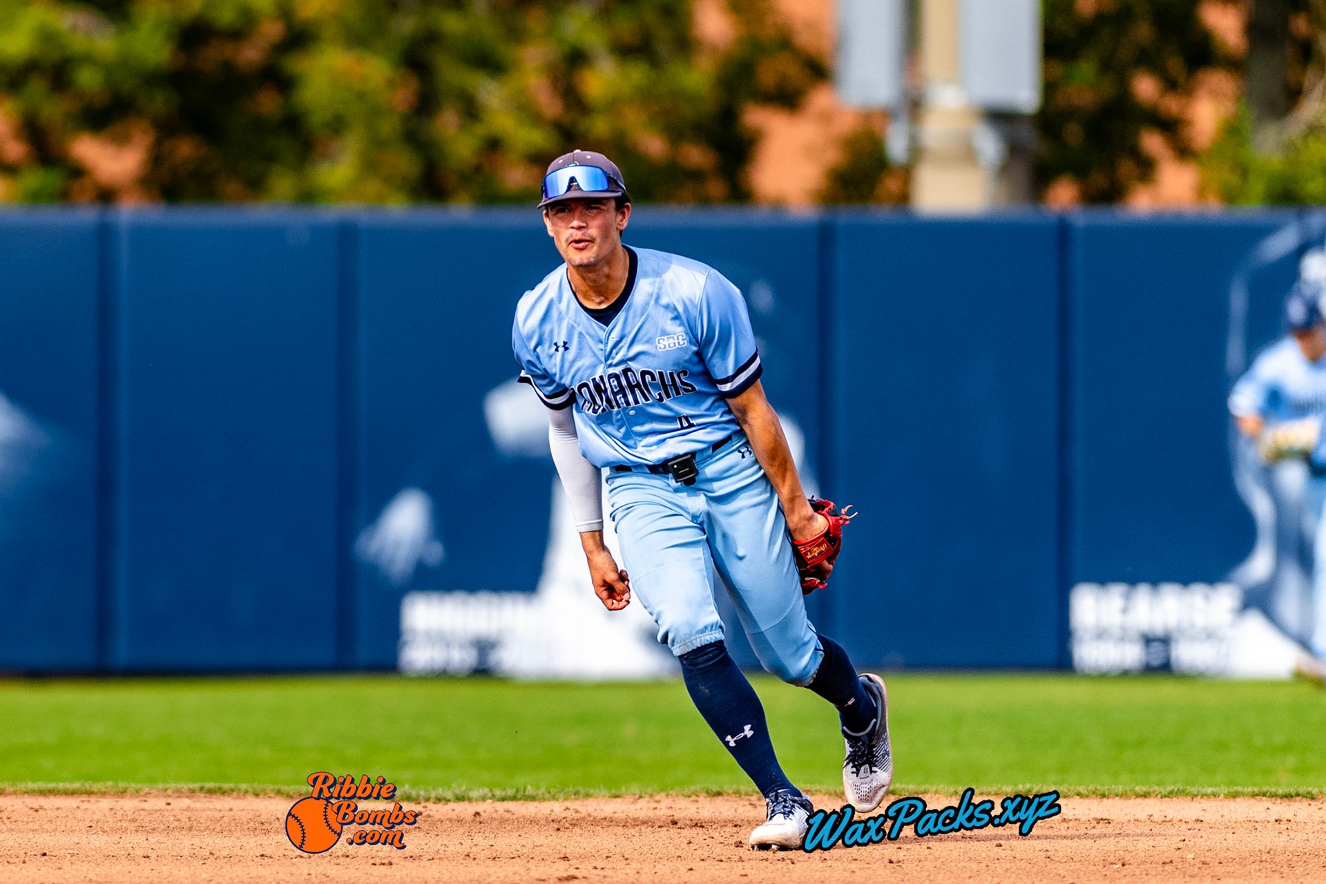 Shortstop Kyle Edwards (4) of Old Dominion makes a play in the top of the 6th inning in the third game of a 3-game weekend series. The Monarchs defeated the 49ers, 3-0, at Bud Metheny Baseball Stadium on the campus of Old Dominion University in Norfolk, VA, on Sunday, March 3, 2024.(Photo Credit Chad W. via www.WaxPax.xyz via Getty Images, Copyright © WaxPacks.xyz WaxPacks.xyz™ 2024)