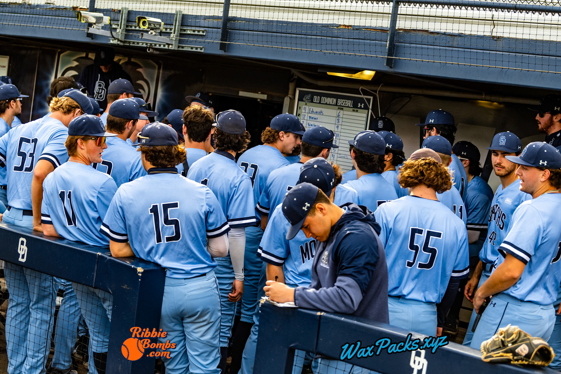 Old Dominion Team celebration after an ODU WIN in the third game of a three-game weekend series. The Monarchs defeated the 49ers, 3-0, at Bud Metheny Baseball Stadium on the campus of Old Dominion University in Norfolk, VA, on Sunday, March 3, 2024.(Photo Credit Chad W. via www.WaxPax.xyz via Getty Images, Copyright © WaxPacks.xyz WaxPacks.xyz™ 2024)
