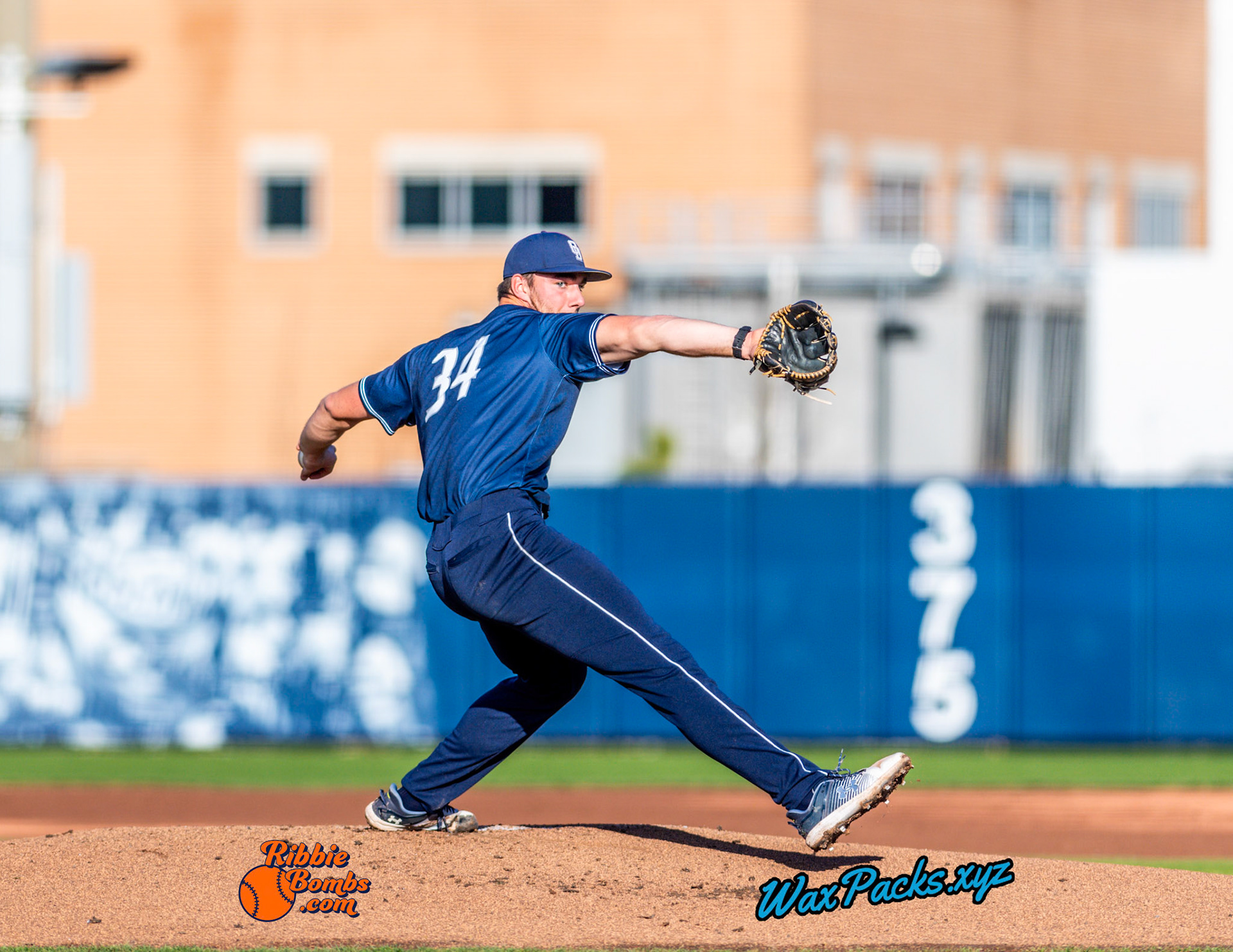Pitcher Dylan Brown (34) of Old Dominion starts on the mound in the first inning in the second game of a 3-game weekend series. The Monarchs defeated the 49ers, 4-1, at Bud Metheny Baseball Stadium on the campus of Old Dominion University in Norfolk, VA, on Saturday, March 2, 2024.  (Photo Credit Chad W. via www.WaxPax.xyz via Getty Images, Copyright © WaxPacks.xyz WaxPacks.xyz™ 2024)