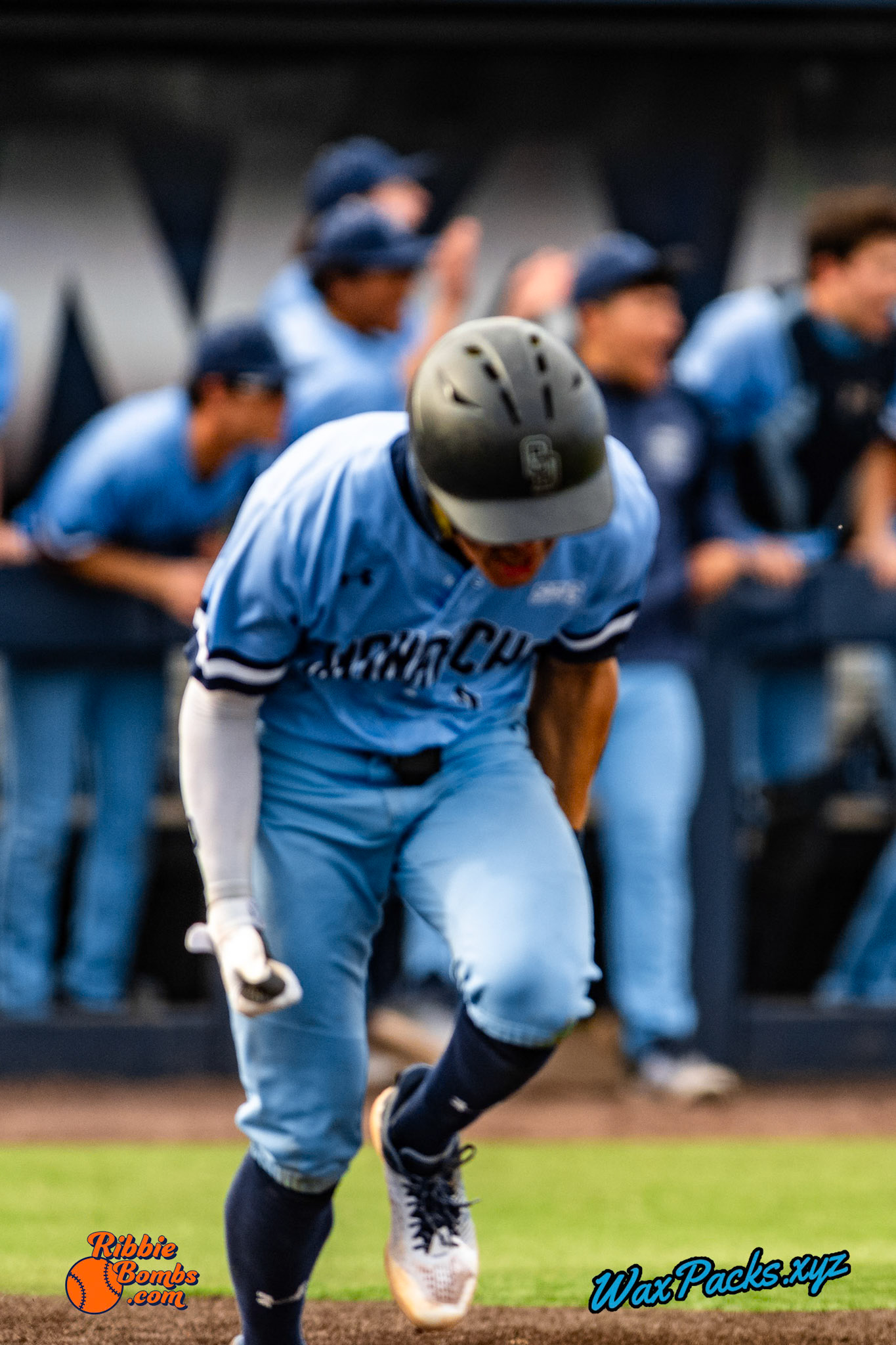 Shortstop Kyle Edwards (4) of Old Dominion doubled down the left field line, RBI (1-1 KB) RibbieBombs.com; in the bottom of the 7th inning in the third game of a 3-game weekend series. The Monarchs defeated the 49ers, 3-0, at Bud Metheny Baseball Stadium on the campus of Old Dominion University in Norfolk, VA, on Sunday, March 3, 2024.(Photo Credit Chad W. via www.WaxPax.xyz via Getty Images, Copyright © WaxPacks.xyz WaxPacks.xyz™ 2024)