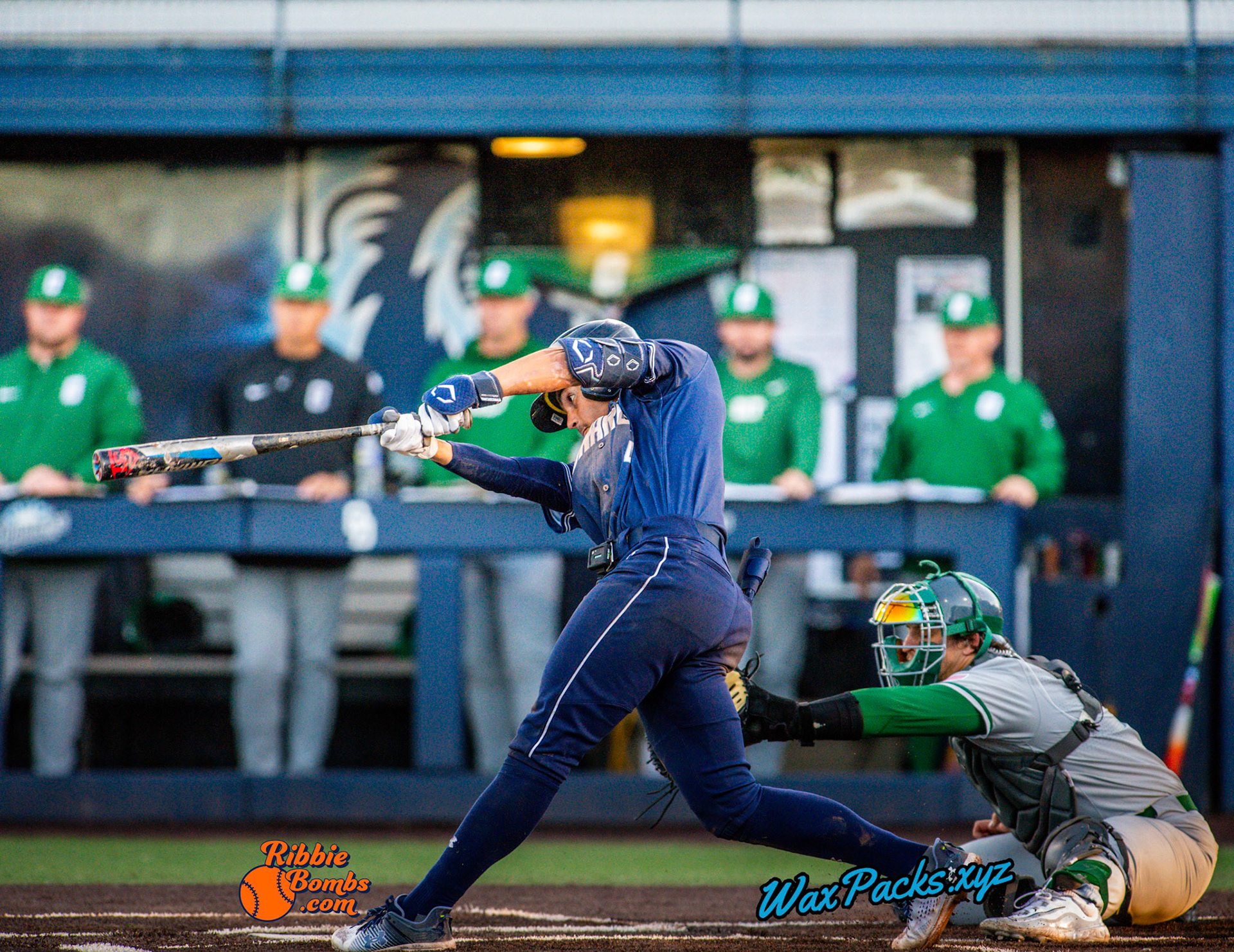 Shortstop Kyle Edwards (4) of Old Dominion singled to left field and drive in a run, RBI, in the seventh inning of the second game of a three-game weekend series. The Monarchs defeated the 49ers, 4-1, at Bud Metheny Baseball Stadium on the campus of Old Dominion University in Norfolk, VA, on Saturday, March 2, 2024.  (Photo Credit Chad W. via www.WaxPax.xyz via Getty Images, Copyright © WaxPacks.xyz WaxPacks.xyz™ 2024)
