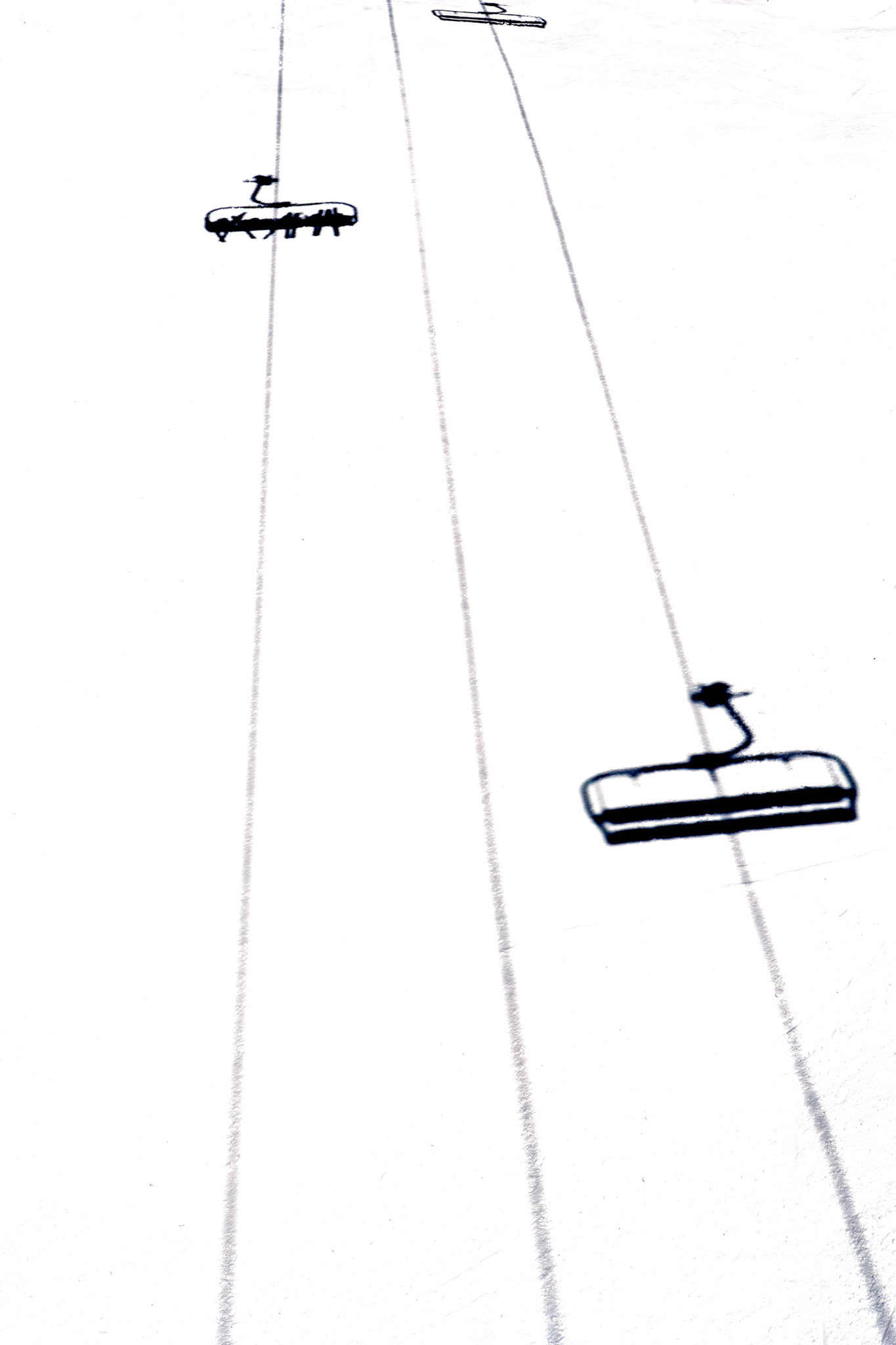 télésièges, ombres graphiques, photo d'art, ski, Chamonix Mont Blanc