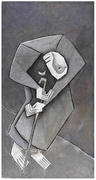 "Eye to eye" charcoal and paste SOLD