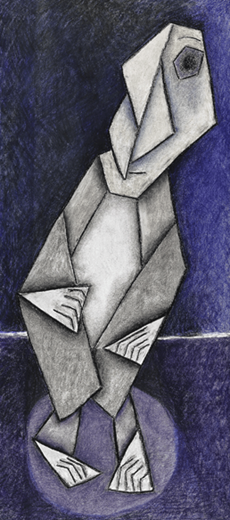 "Pierrot" charcoal and pastel, on paper