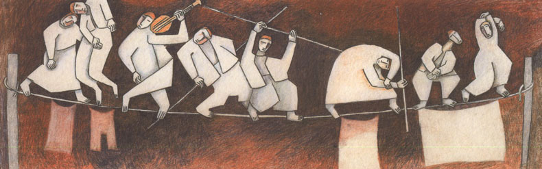 "Washing line-walkers 2" print