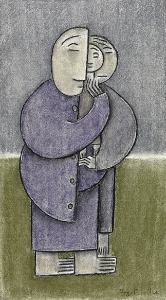"Close Knit" charcoal and pastel, "SOLD