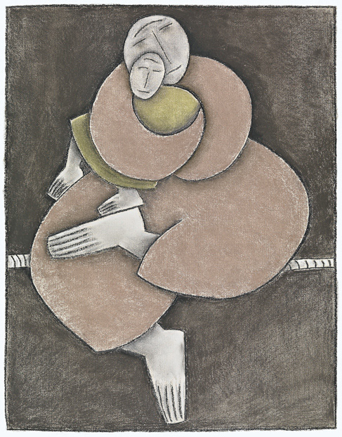 "Mother and child on a tightrope" charcoal and pastel SOLD