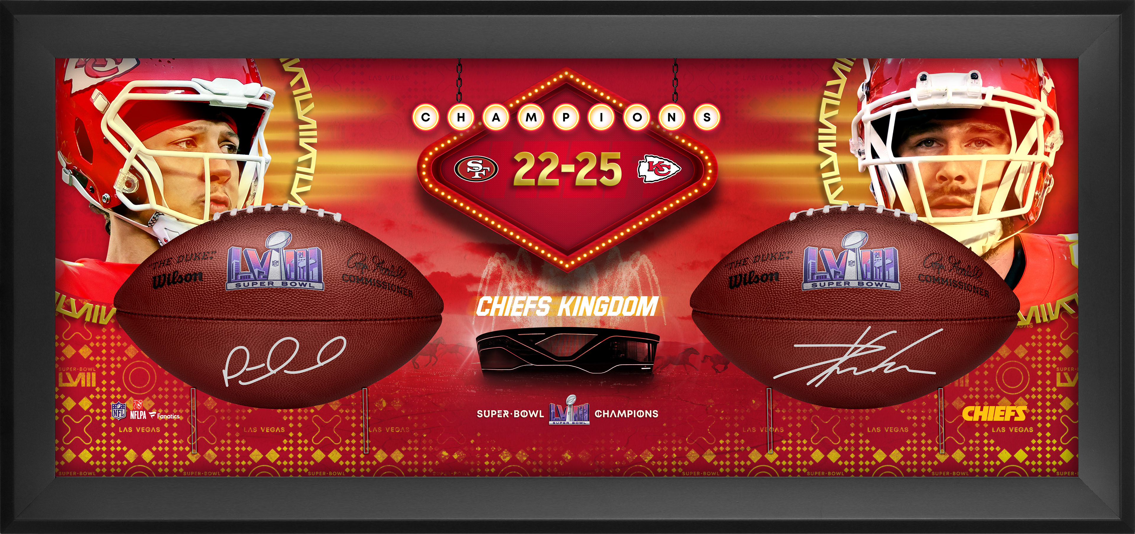Patrick Mahomes & Travis Kelce Kansas City Chiefs Fanatics Authentic Super Bowl LVIII Champions Dual Shadowbox