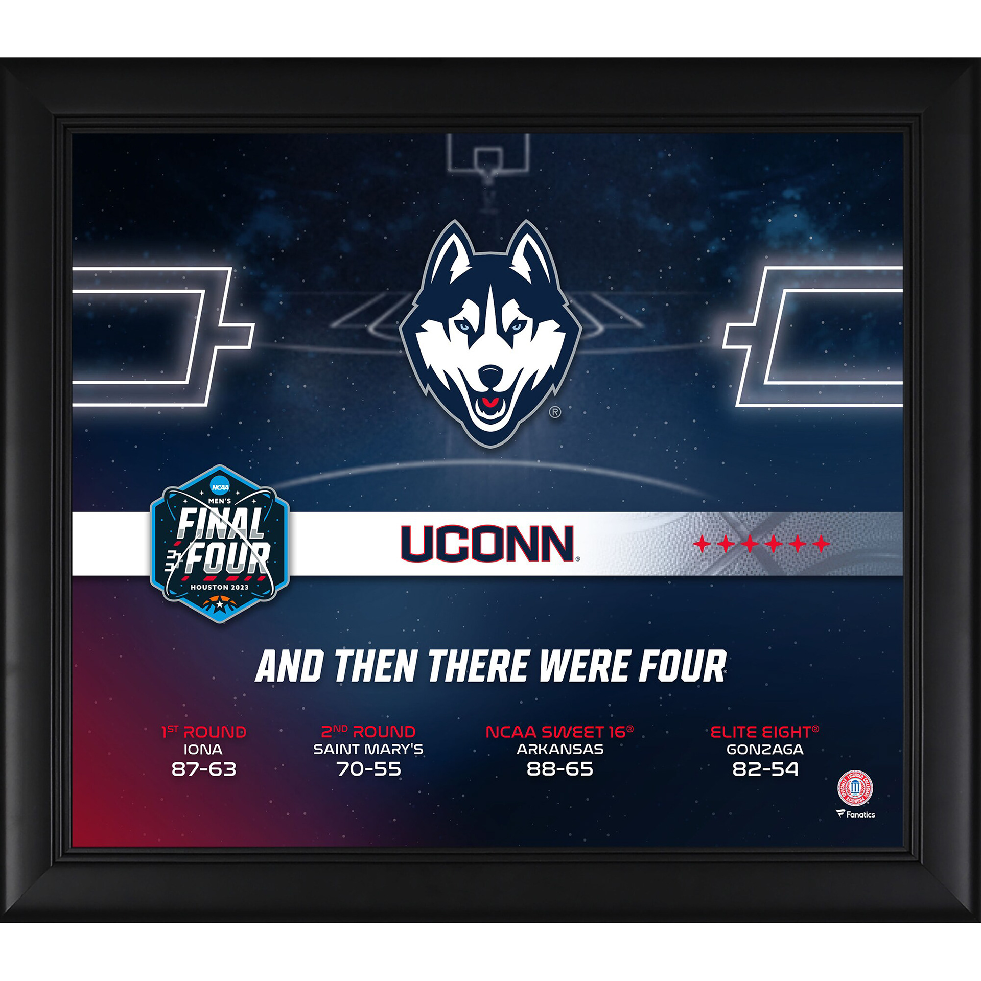 UConn Huskies Fanatics Authentic 2023 NCAA Men's Basketball Tournament March Madness Final Four 15" x 17" Framed Collage