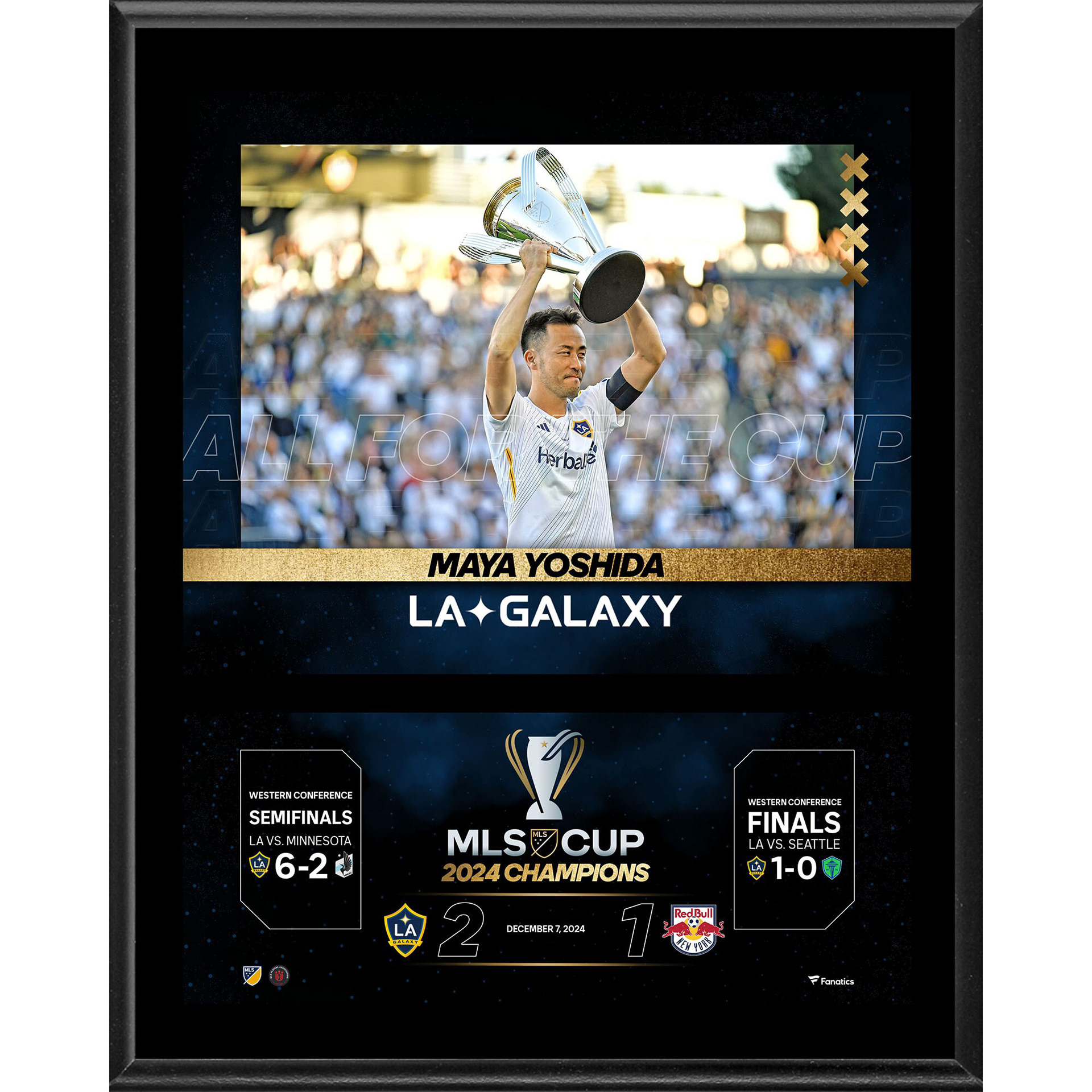 Maya Yoshida LA Galaxy Fanatics Authentic 2024 MLS Cup Champions 10.5" x 13" Sublimated Plaque