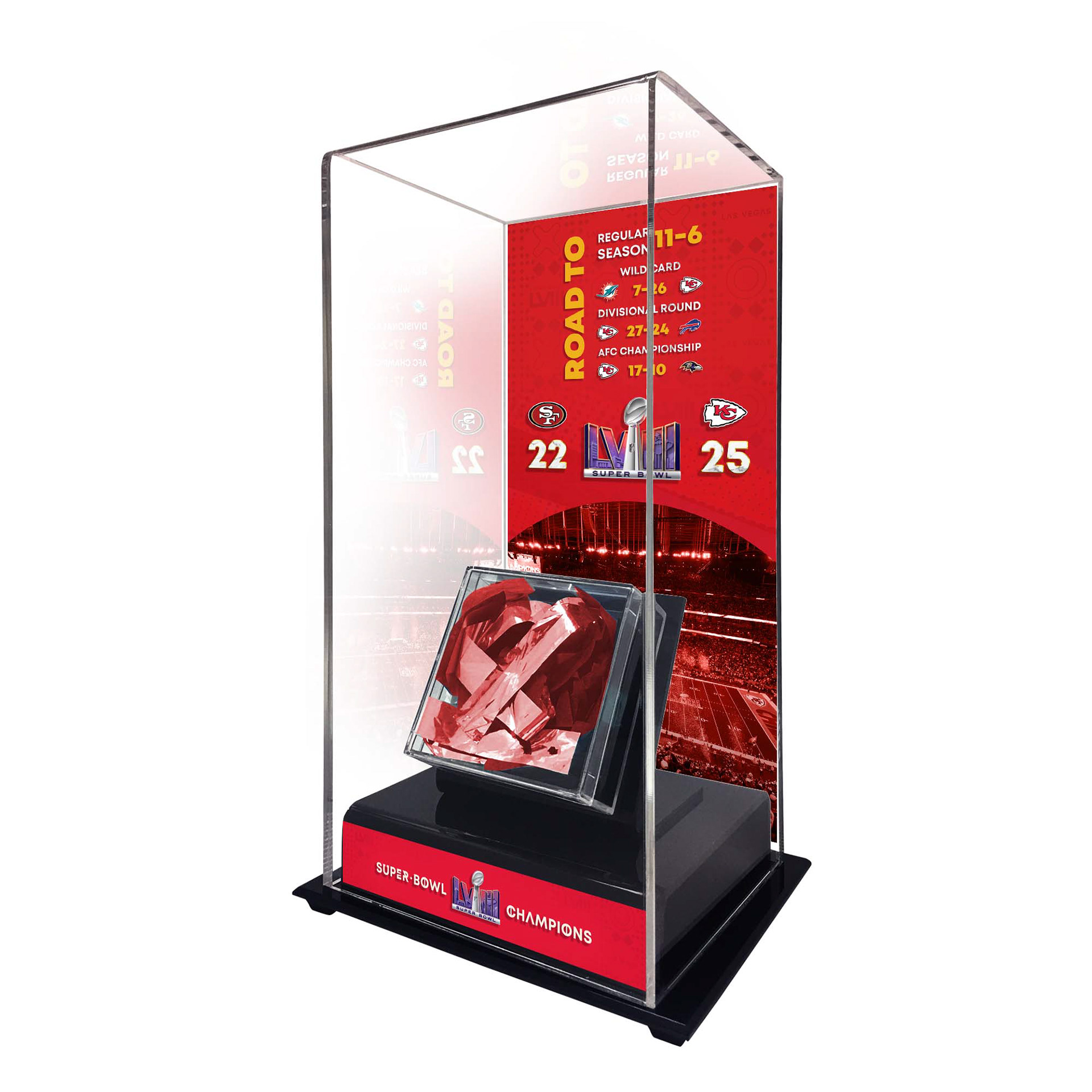 Kansas City Chiefs Fanatics Authentic Super Bowl LVIII Champions Tall Display Case with Game-Used Confetti