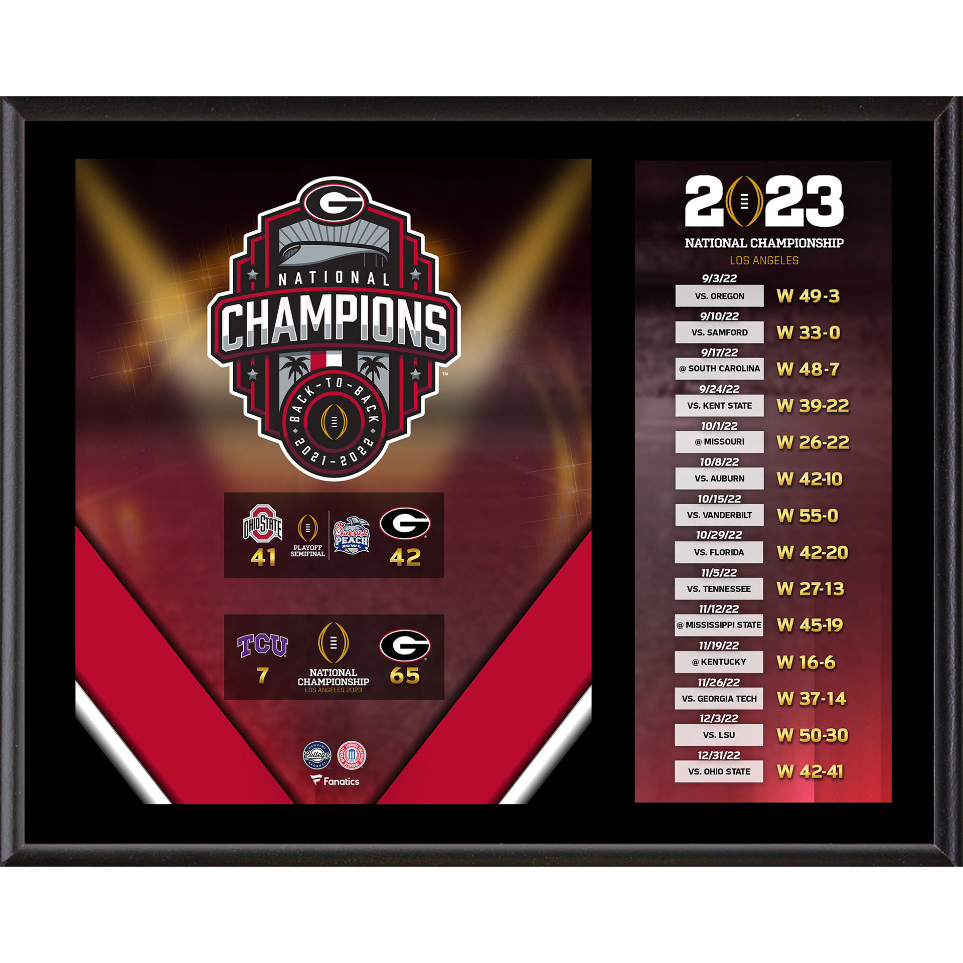 Georgia Bulldogs Fanatics Authentic College Football Playoff 2022 National Champions 12'' x 15'' Sublimated Plaque