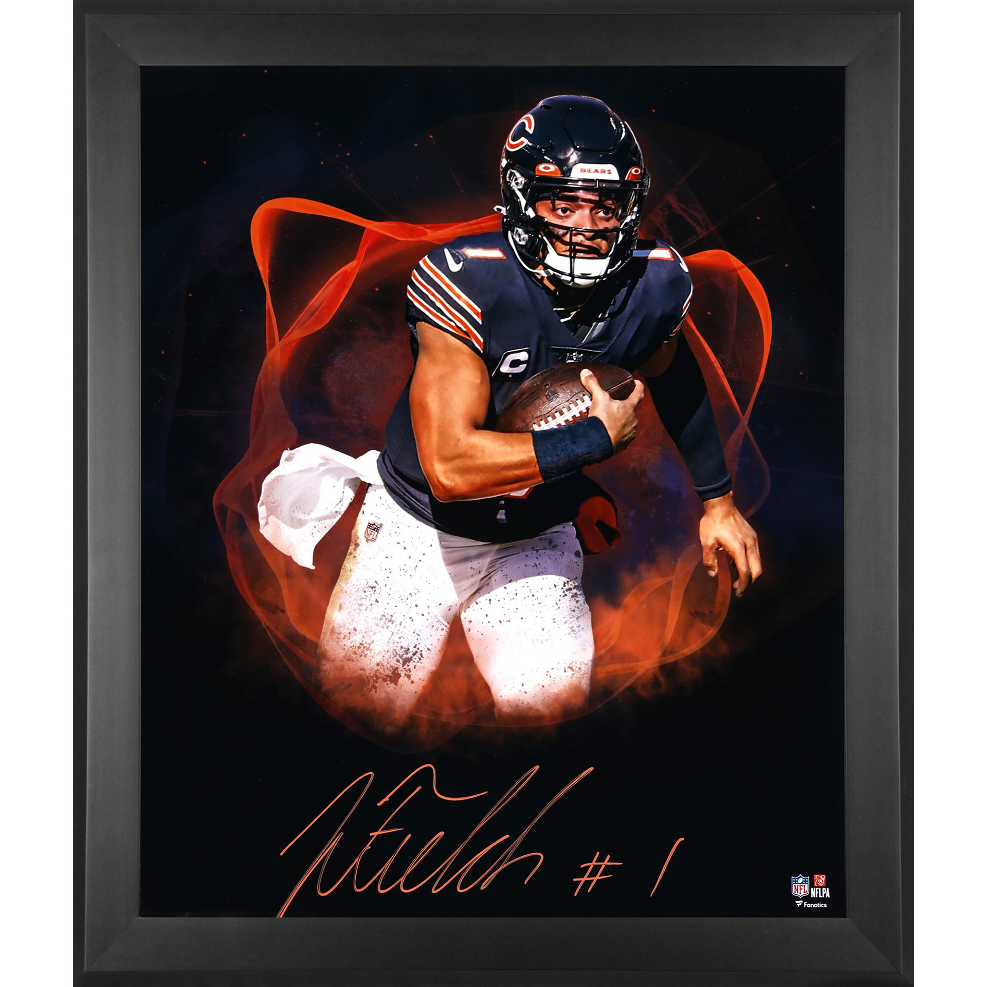 Justin Fields Chicago Bears Autographed Framed 20" x 24" In Focus Photograph