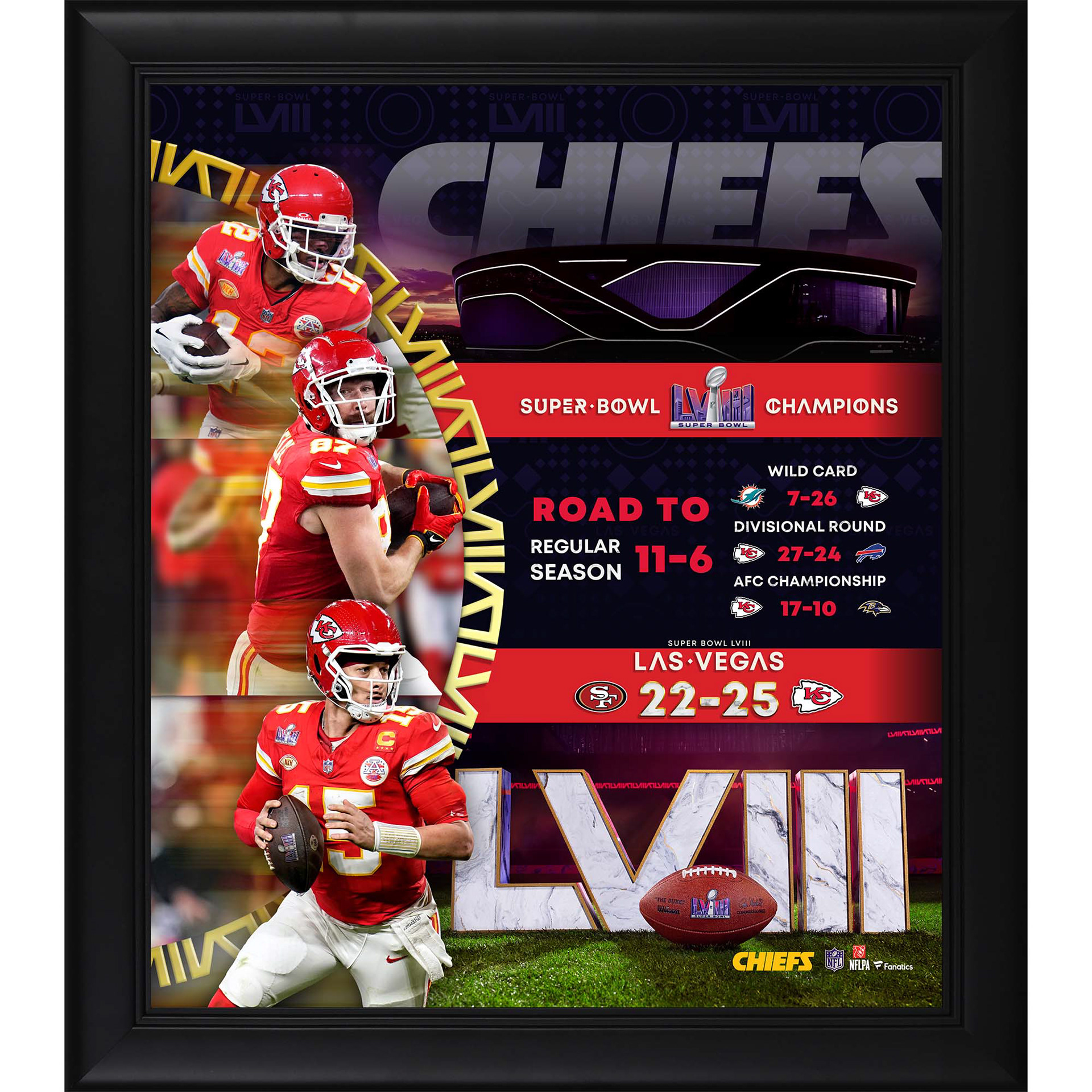Kansas City Chiefs Fanatics Authentic Super Bowl LVIII Champions Framed 15" x 17" Road to the Super Bowl Collage