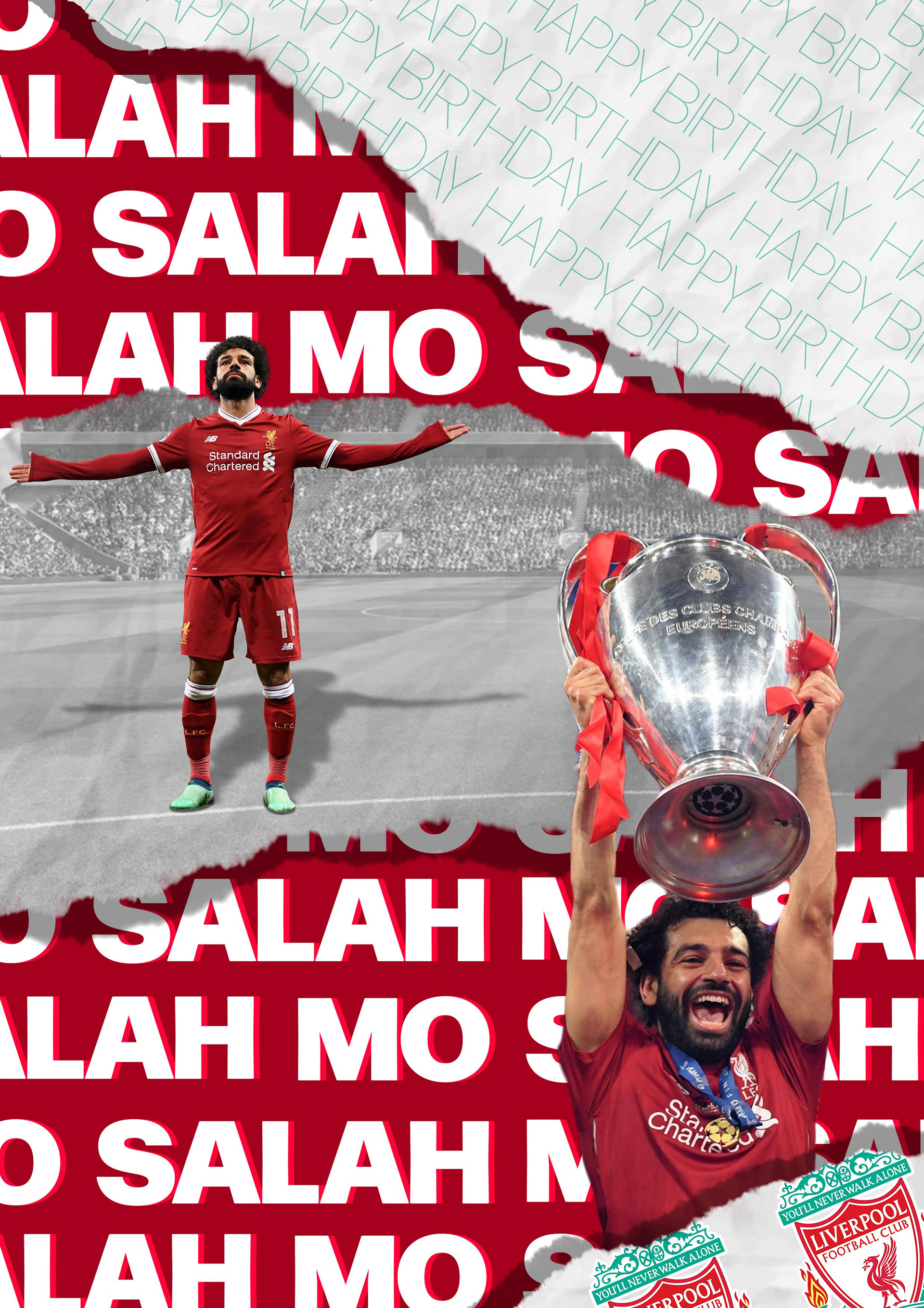 A Poster dedicated to Mo Salah, Wishing him a happy birthday!