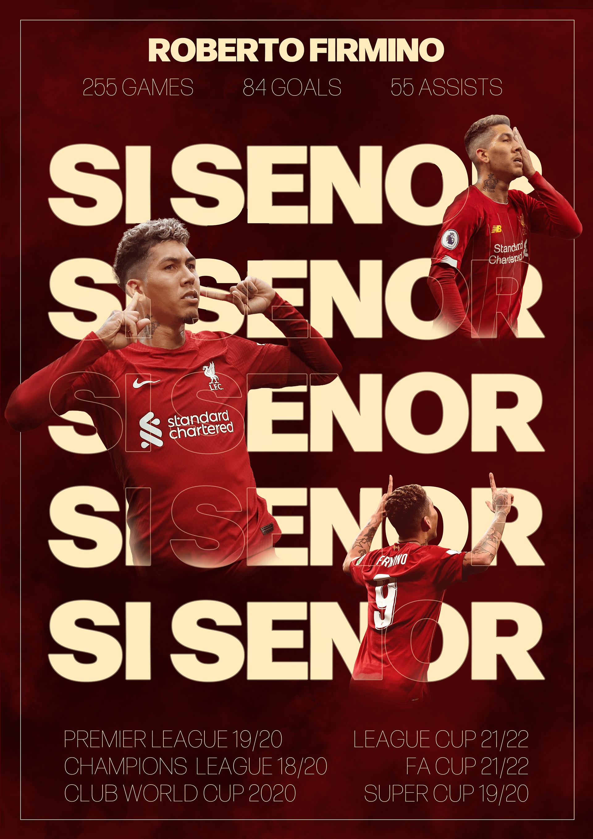 Celebratory graphic for Liverpool legen Roberto Firmino